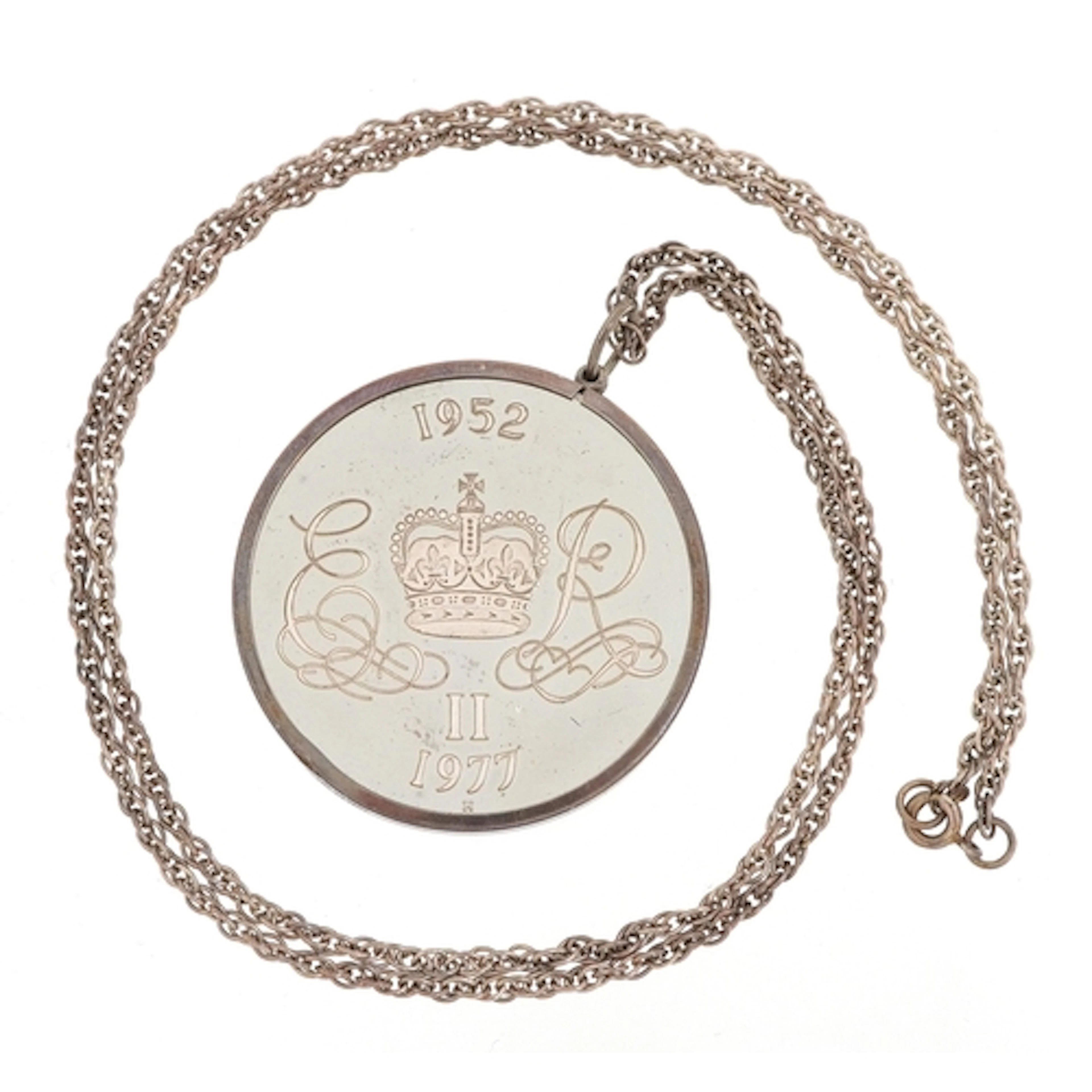 Queen Elizabeth II 1977 Silver Jubilee silver medallion hous...