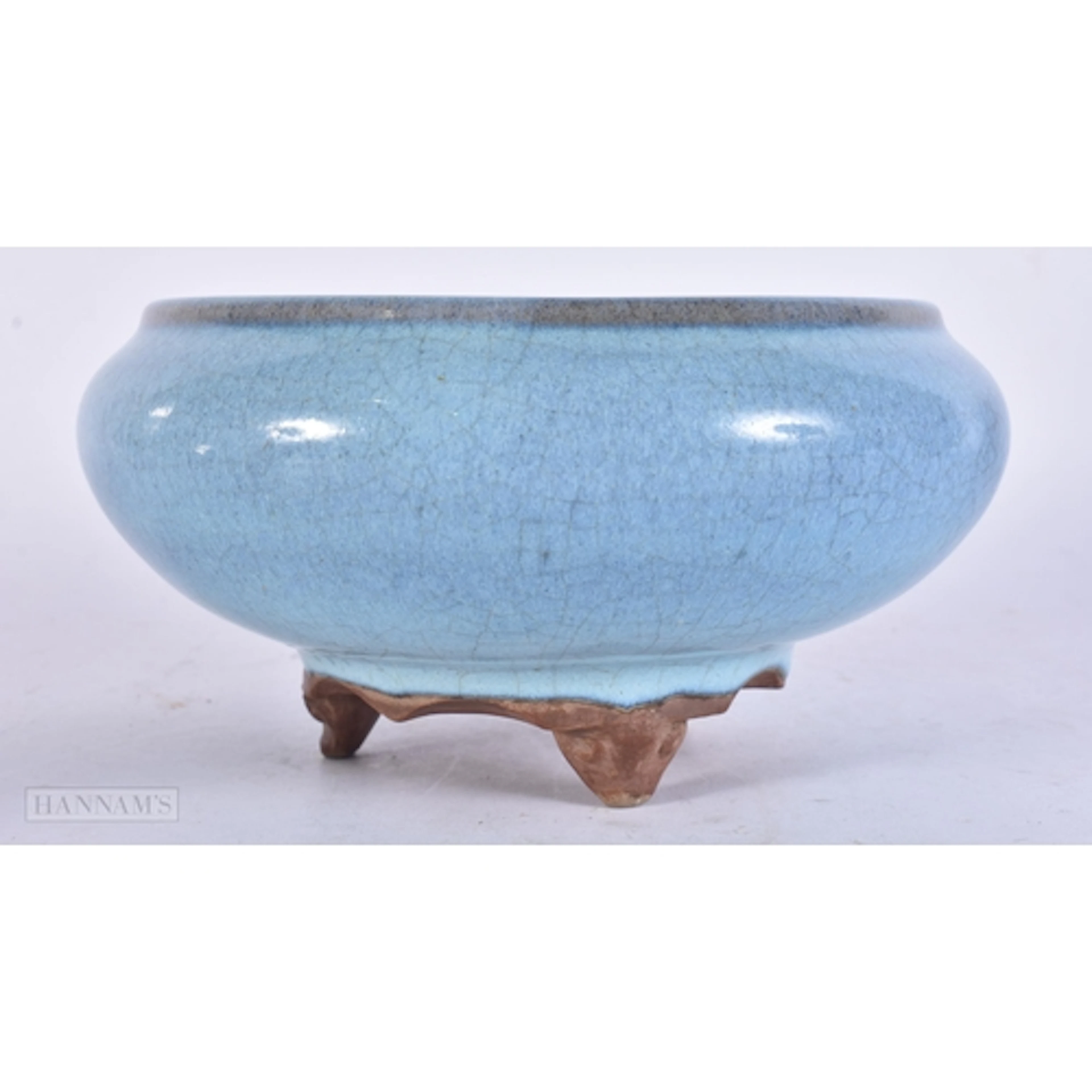A CHINESE QING DYNASTY JUNYAO GLAZED CENSER with aubergine g...