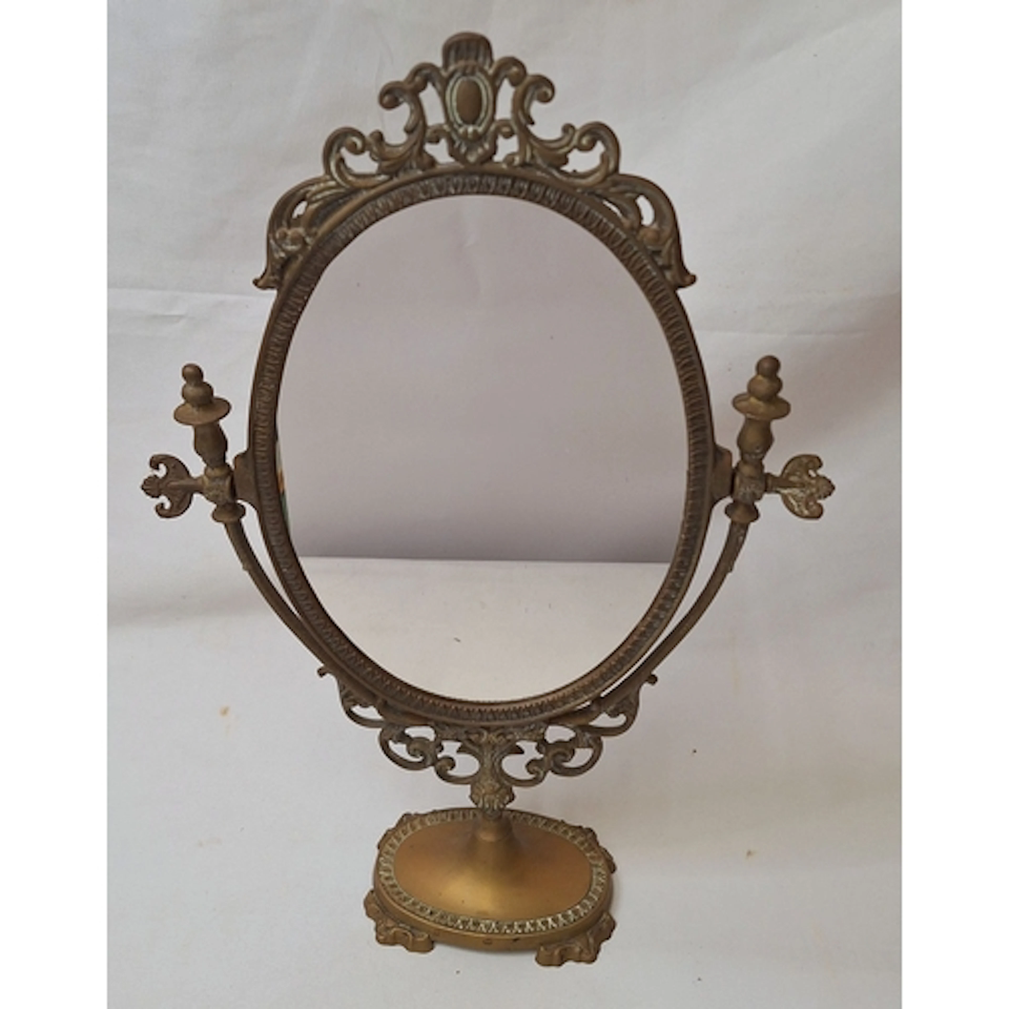 Ornate Brass Vintage Rococo Style Freestanding Vanity Mirror...