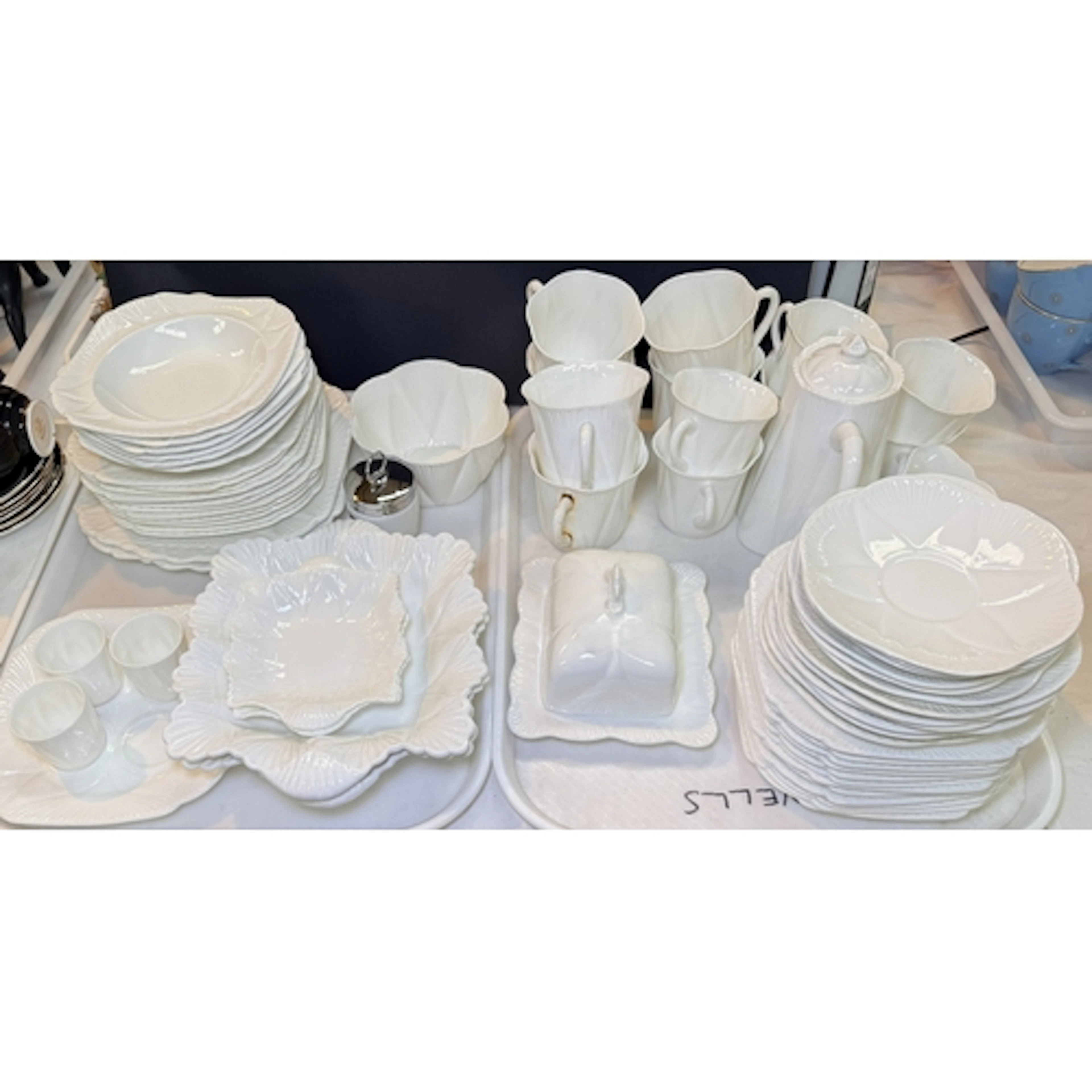 A vintage Shelley Dainty White part tea service with cups an...