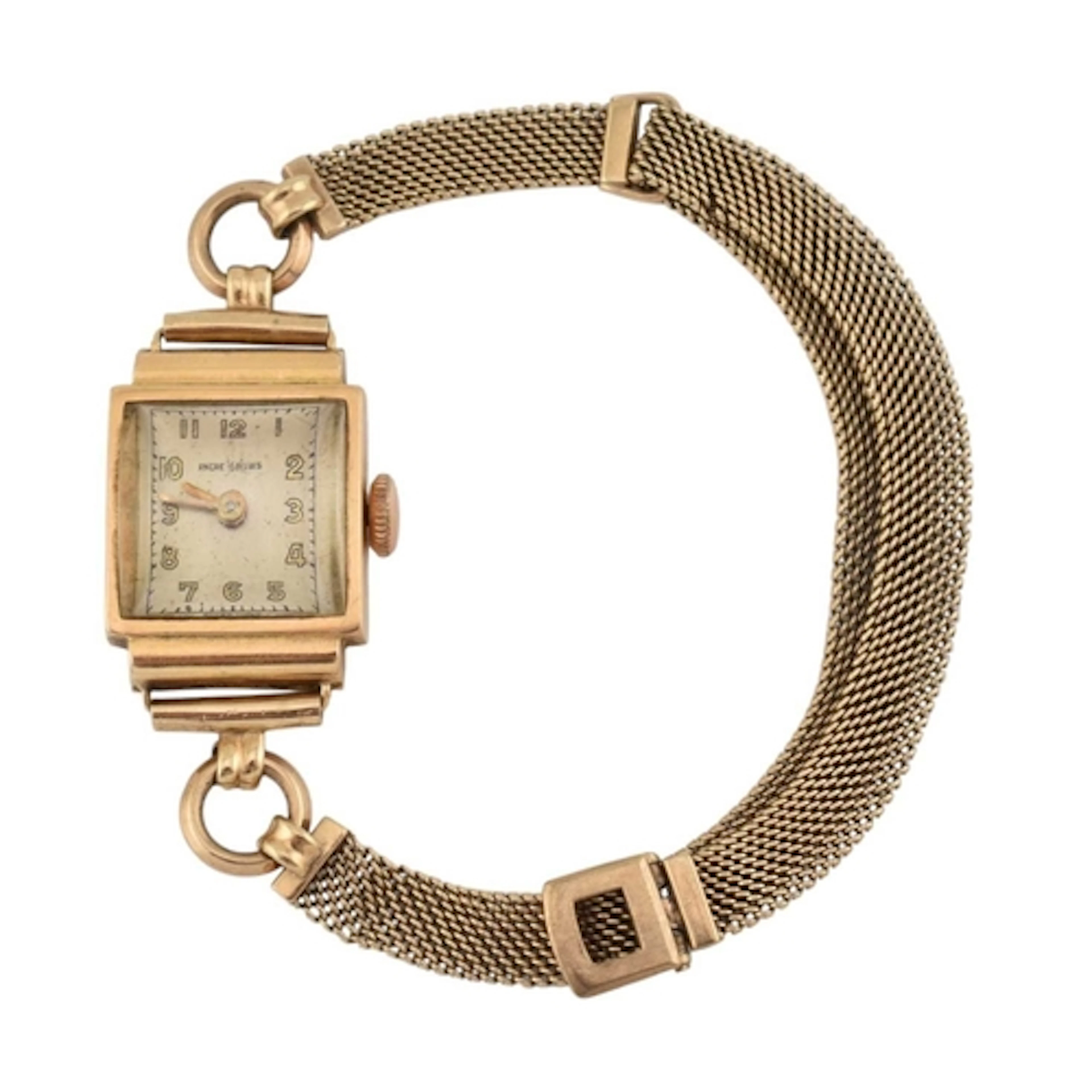 A 9ct gold & Ancre Cubis Art Deco watch. Square watch fa...
