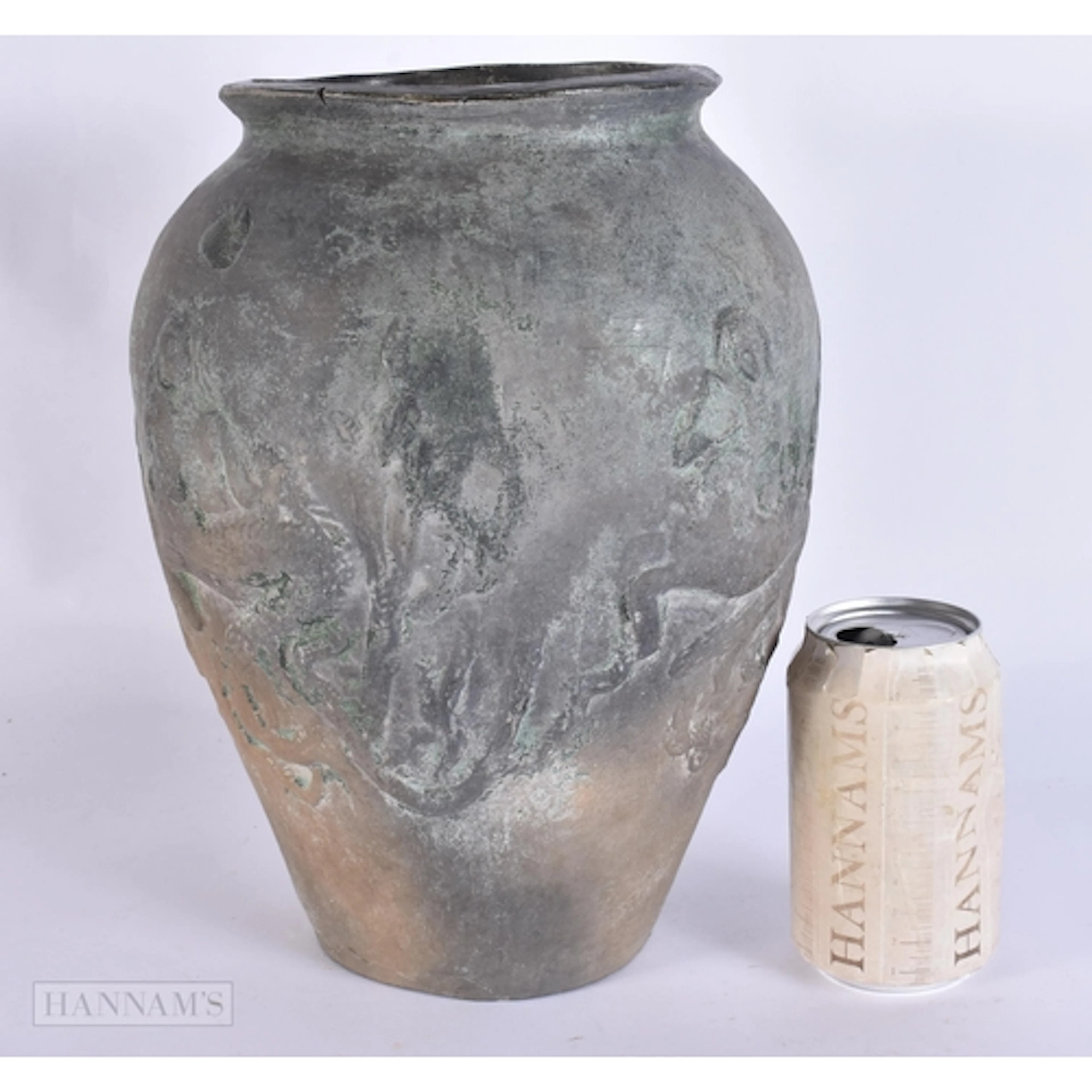 AN ANTIQUITY STYLE POTTERY JUG imitating an early Greek bron...