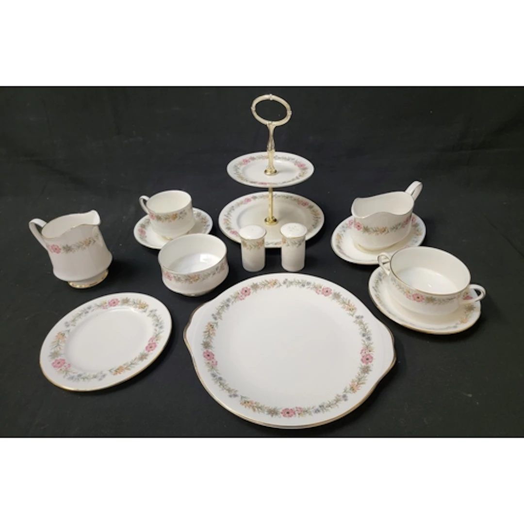 PARAGON BELINDA DINNER SERVICE featuring floral motif on wh...
