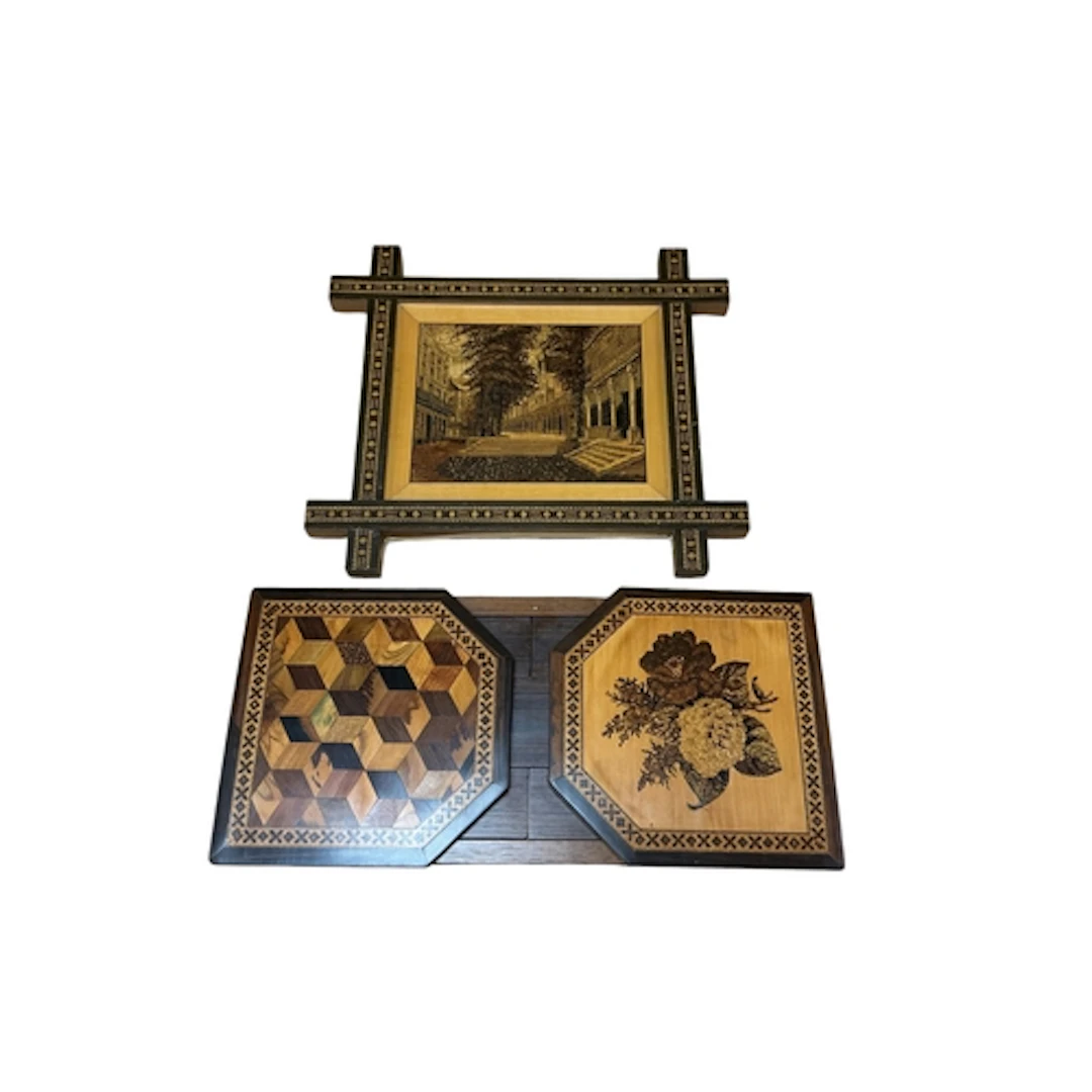 A Victorian Tunbridge Ware rosewood bookslide by T.Barton wi...