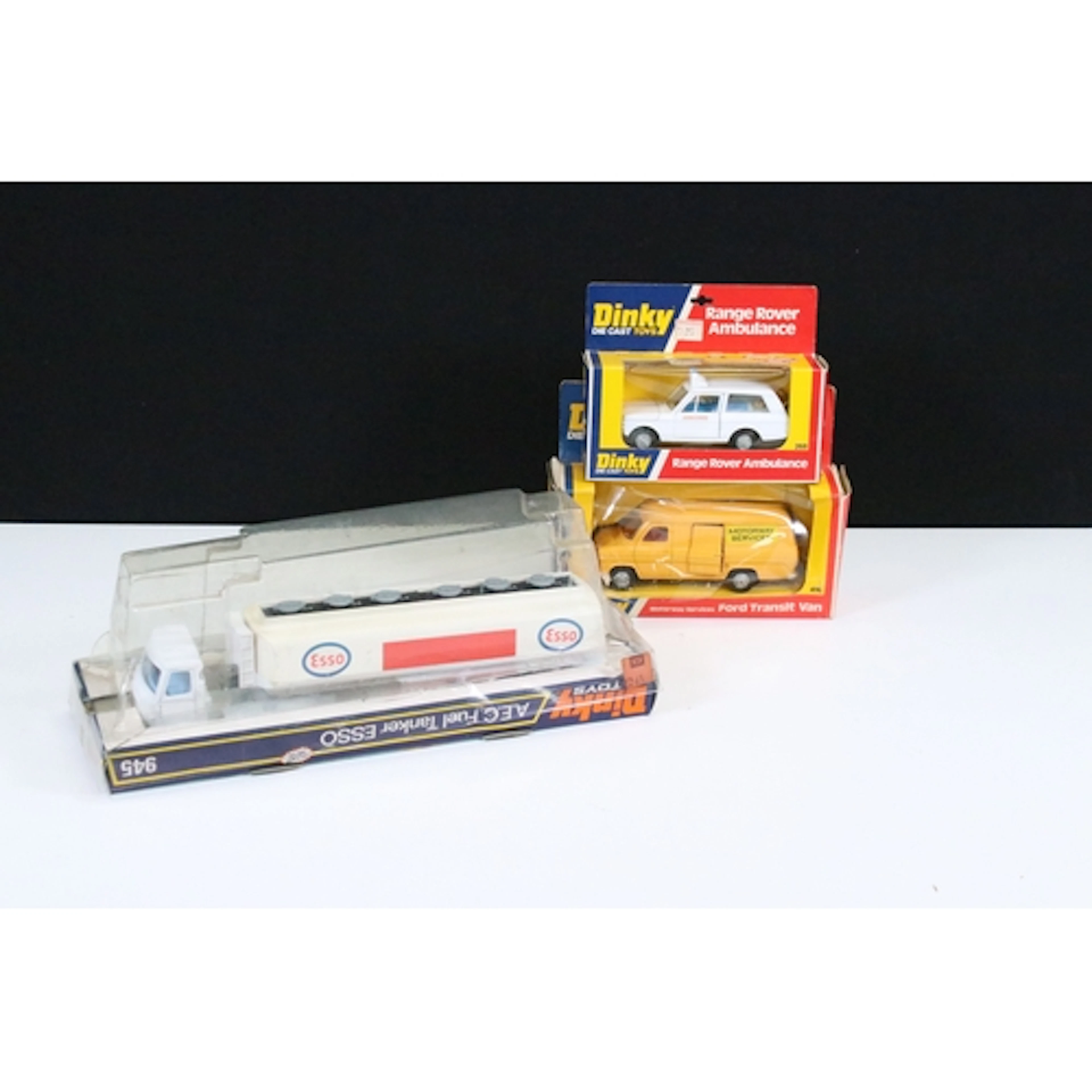 Three boxed Dinky diecast models to include 945 AEC Fuel Tan...