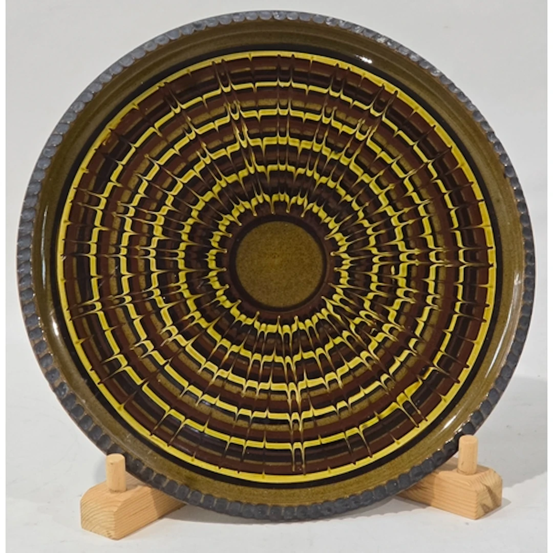 Poole Pottery large glazed wall plaque / charger by Guy Syde...