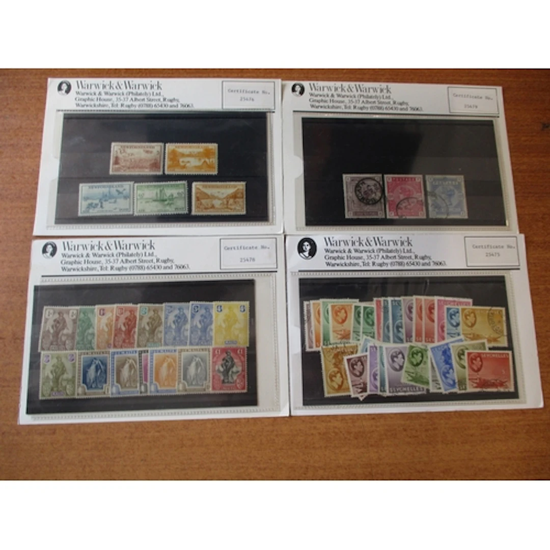 BC, M/U, coln on stock cards incl Australia 1932 6d Kookabur...
