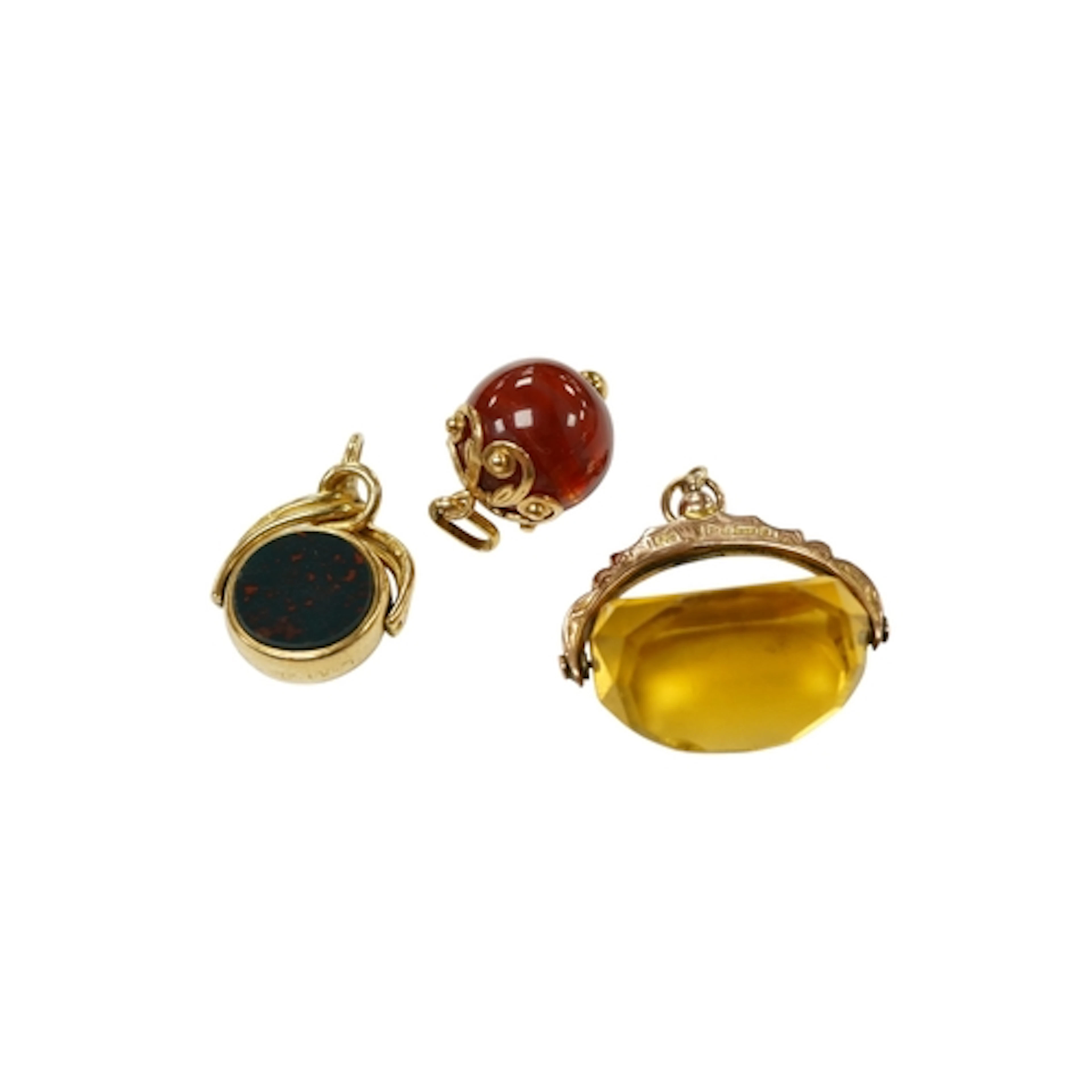 A late Victorian 18ct gold mounted bloodstone and carnelian ...