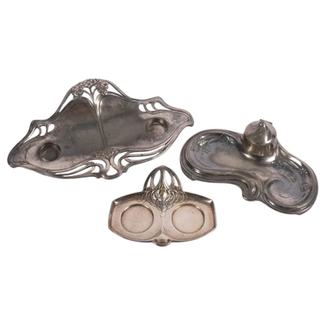 WMF - An Art Nouveau Britannia metal desk stand or shaped fo...