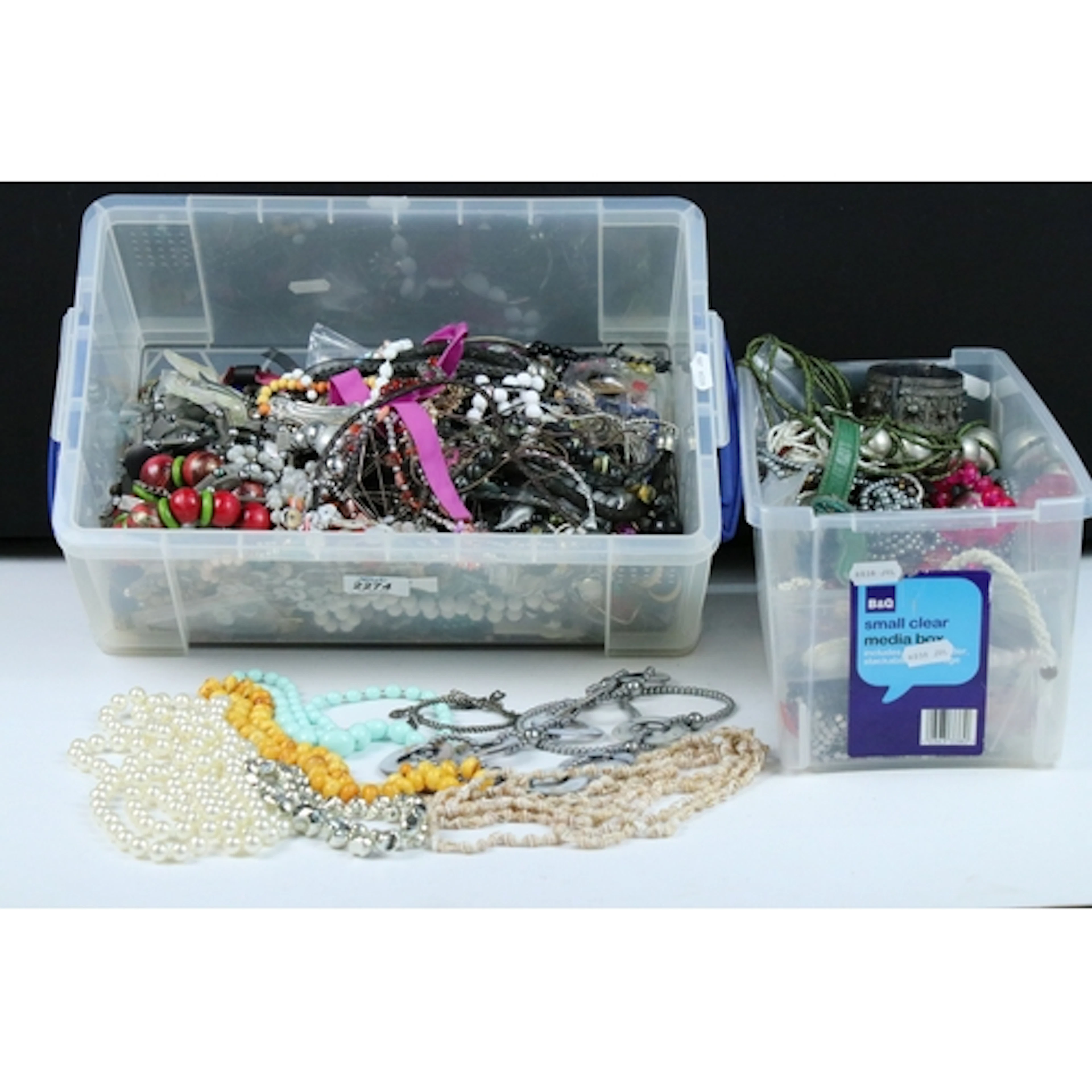 Collection of costume jewellery comprising beaded necklaces,...