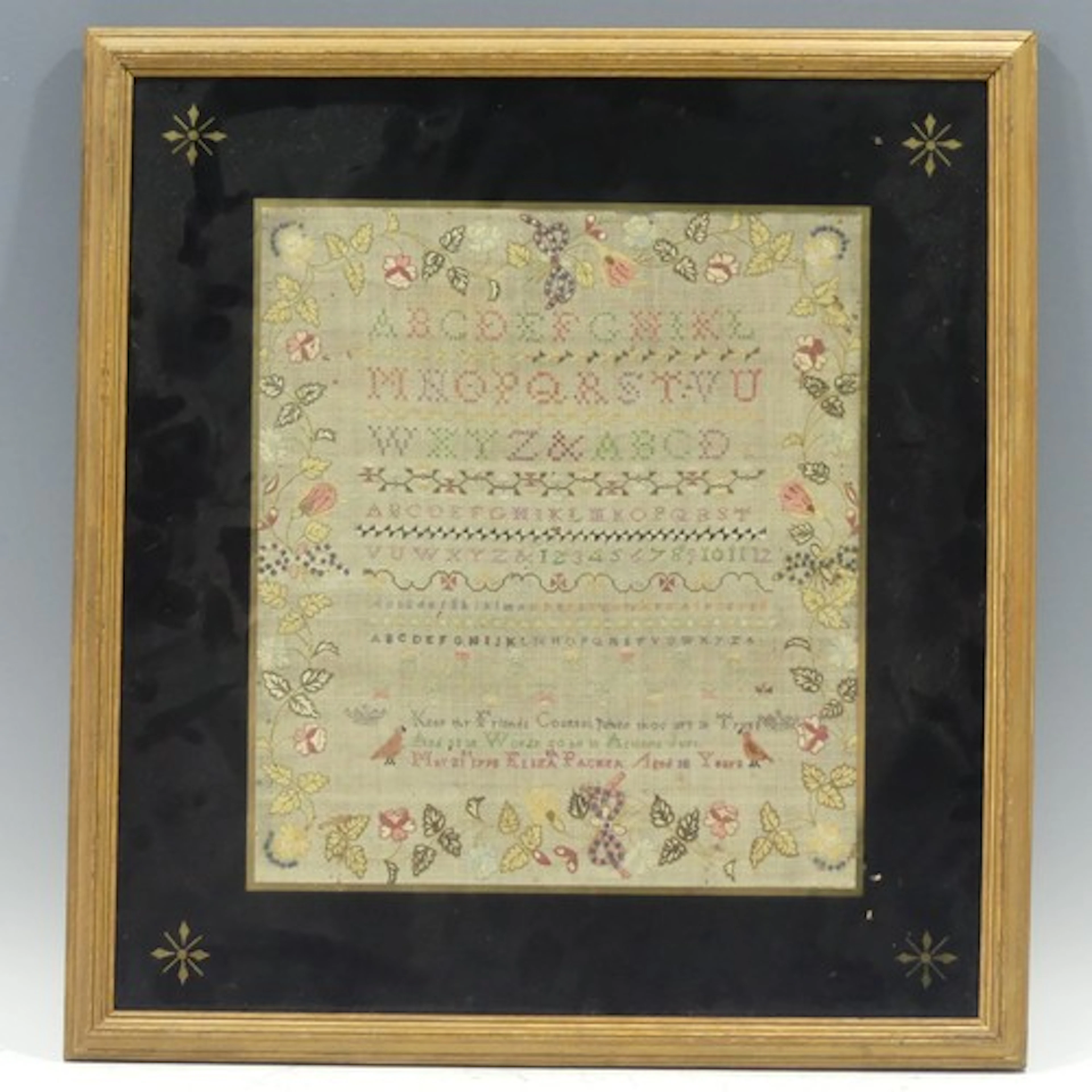 An late 18th century needlework alphabet Sampler, dated 1798...
