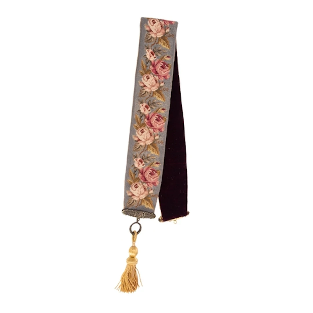 A Victorian Berlin woolwork and gilt metal mounted bell-pull...