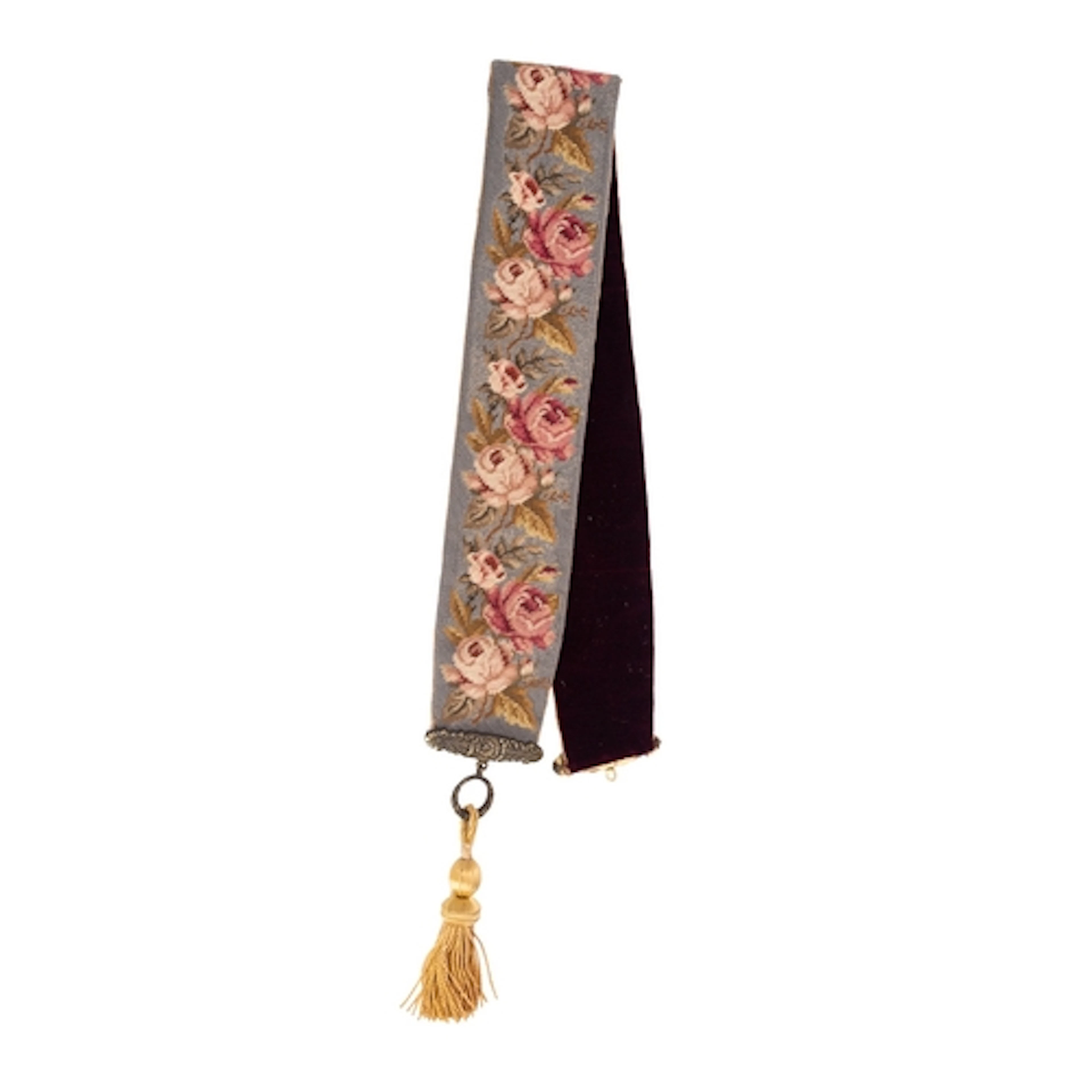 A Victorian Berlin woolwork and gilt metal mounted bell-pull...