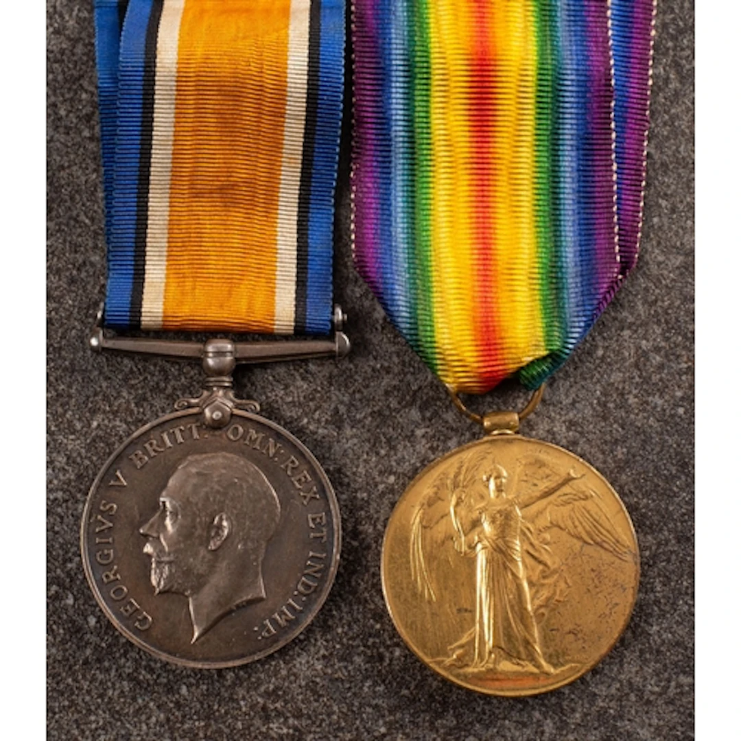 A WWI pair to awarded 128640 PTE E. YARWOOD MGC. Comprising ...