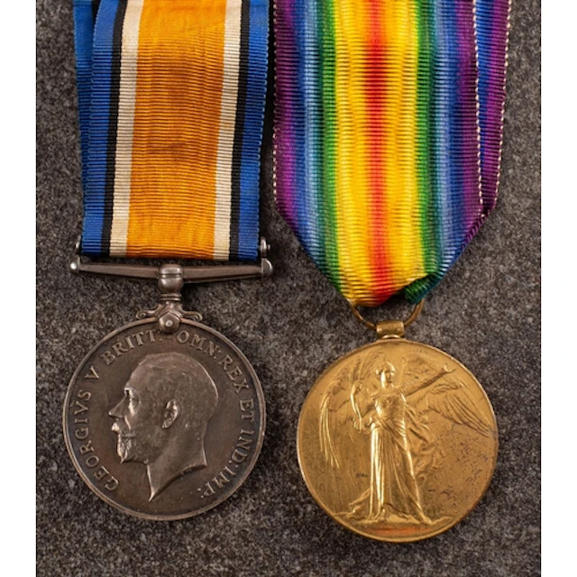 A WWI pair to awarded 128640 PTE E. YARWOOD MGC. Comprising ...