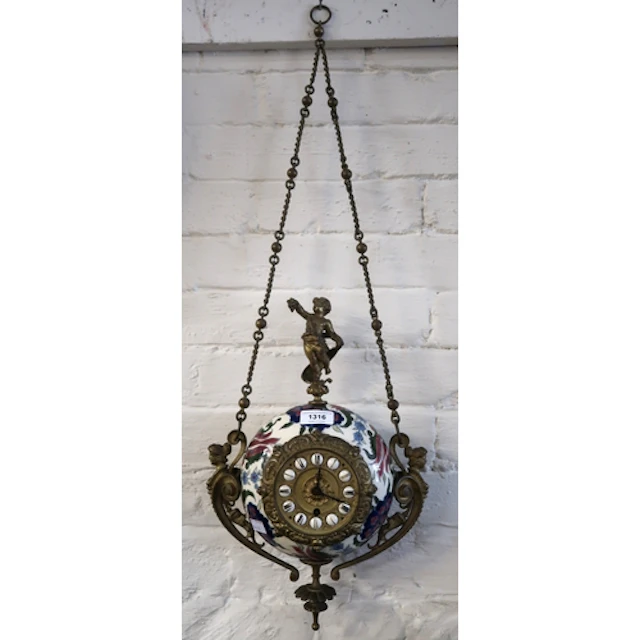 Unusual late 19th Century Continental pottery and gilt brass...