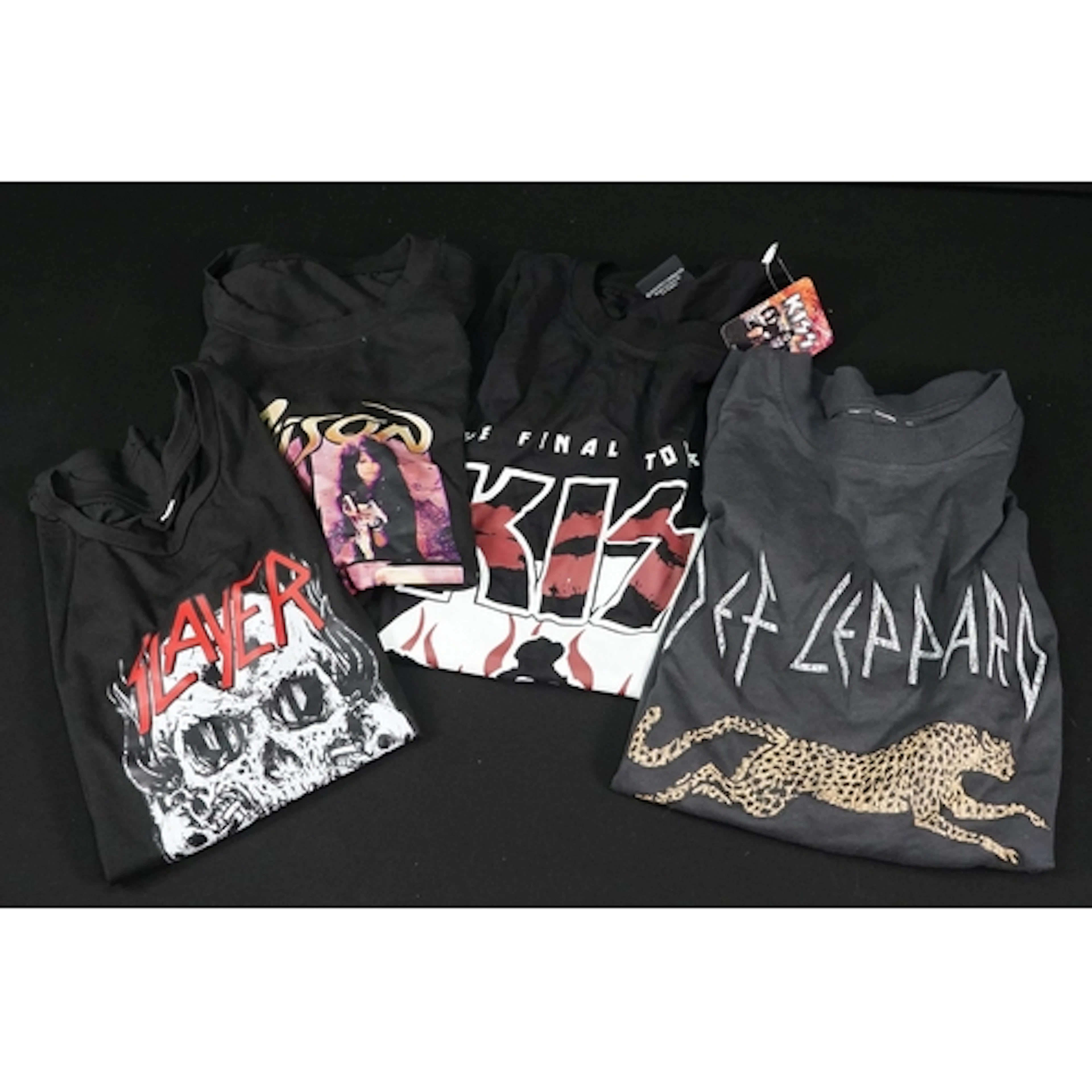 Memorabilia - 4 Rock T. Shirts to include: Kiss, Poison, Sla...