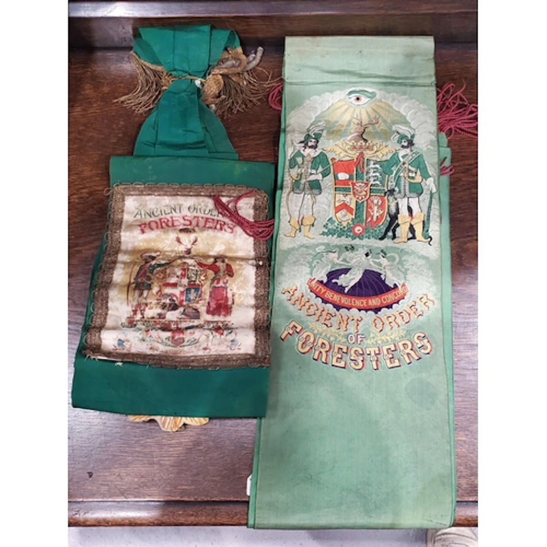 Two Ancient Order of Foresters green Sashes. (R3).