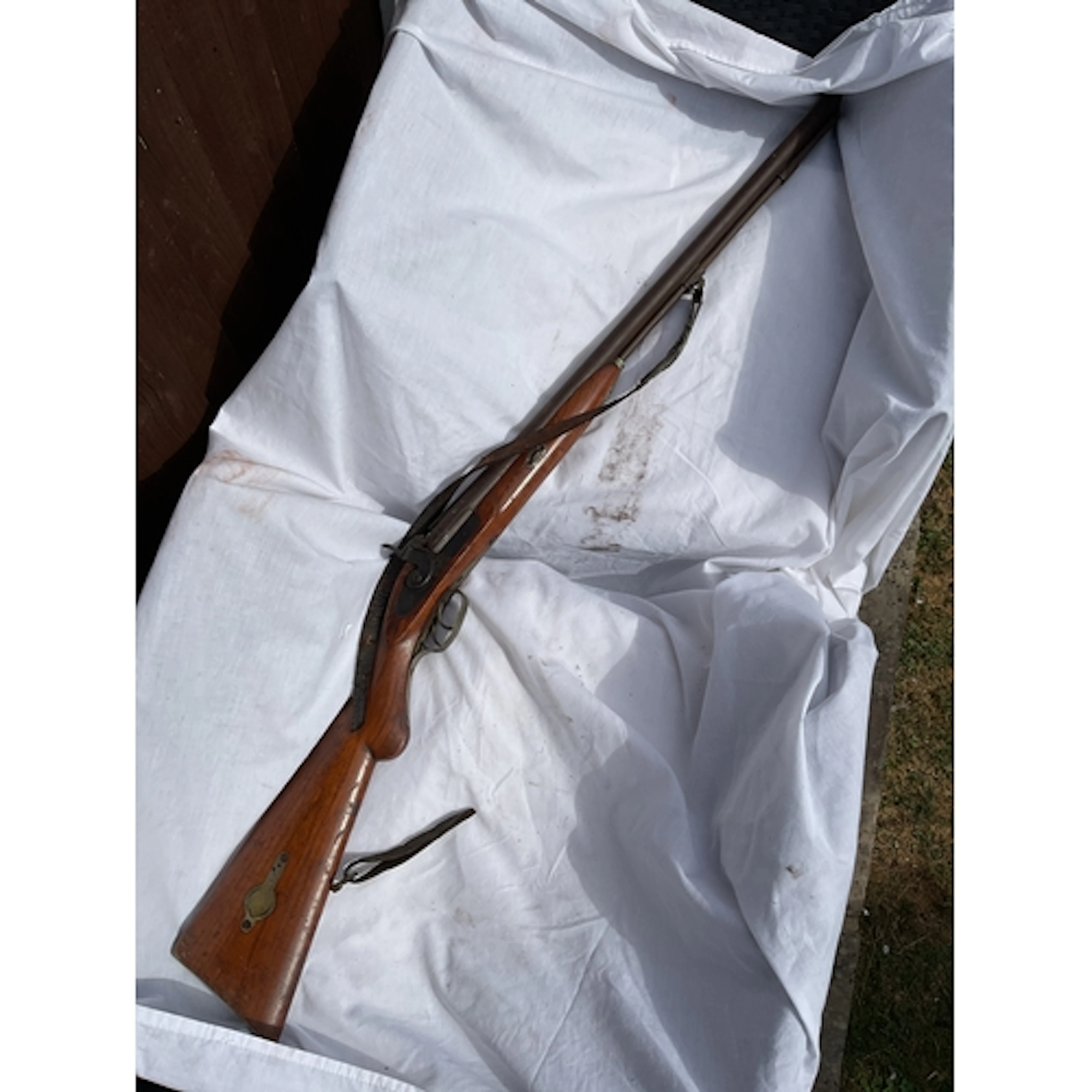 19th c double barrelled percussion shotgun with cap store to...