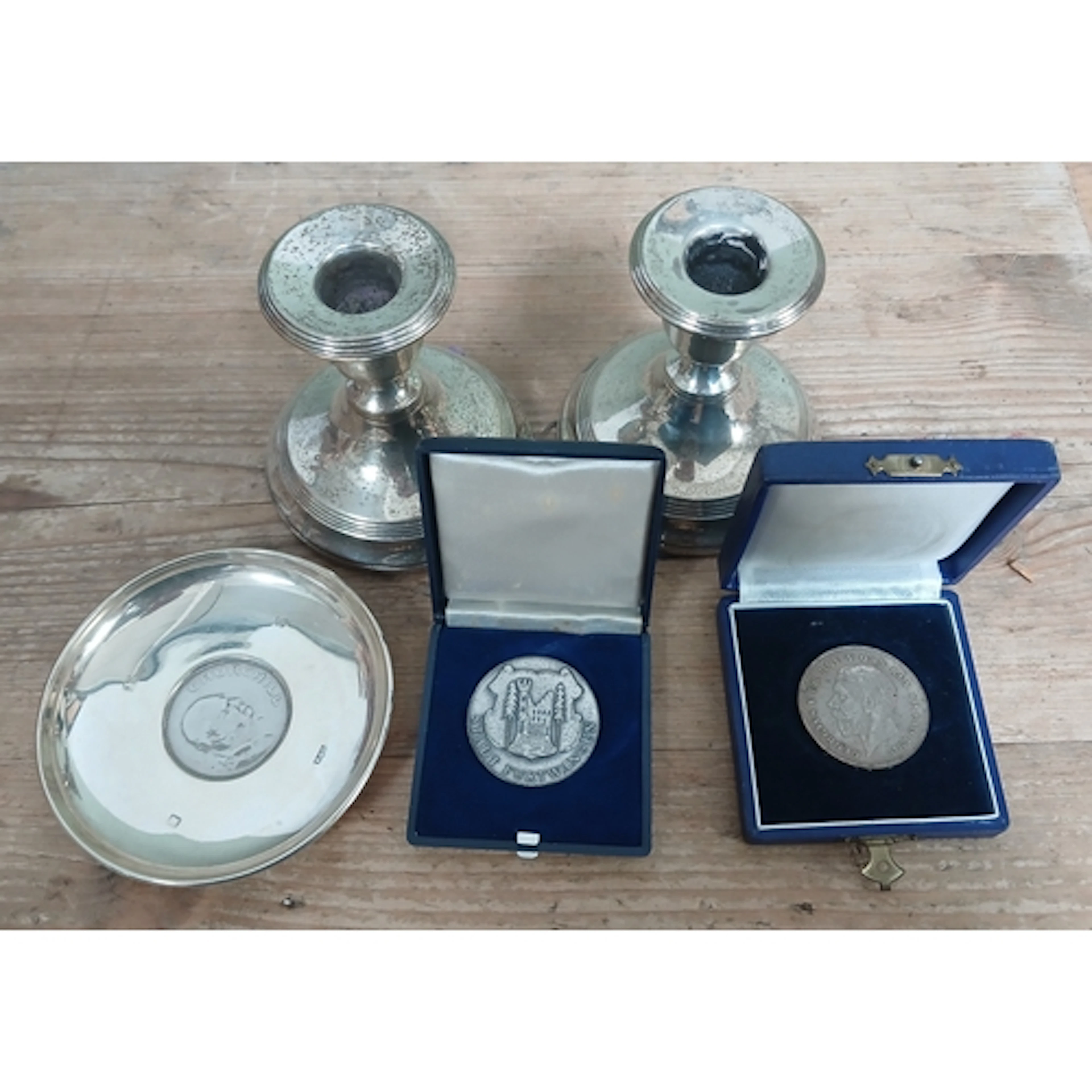 A mixed lot comprising a pair of hallmarked silver filled ca...