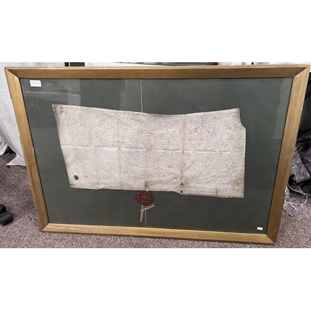 GILT FRAMED 17TH CENTURY SCOTTISH CHARTER ON VELLUM; WILLIAM...