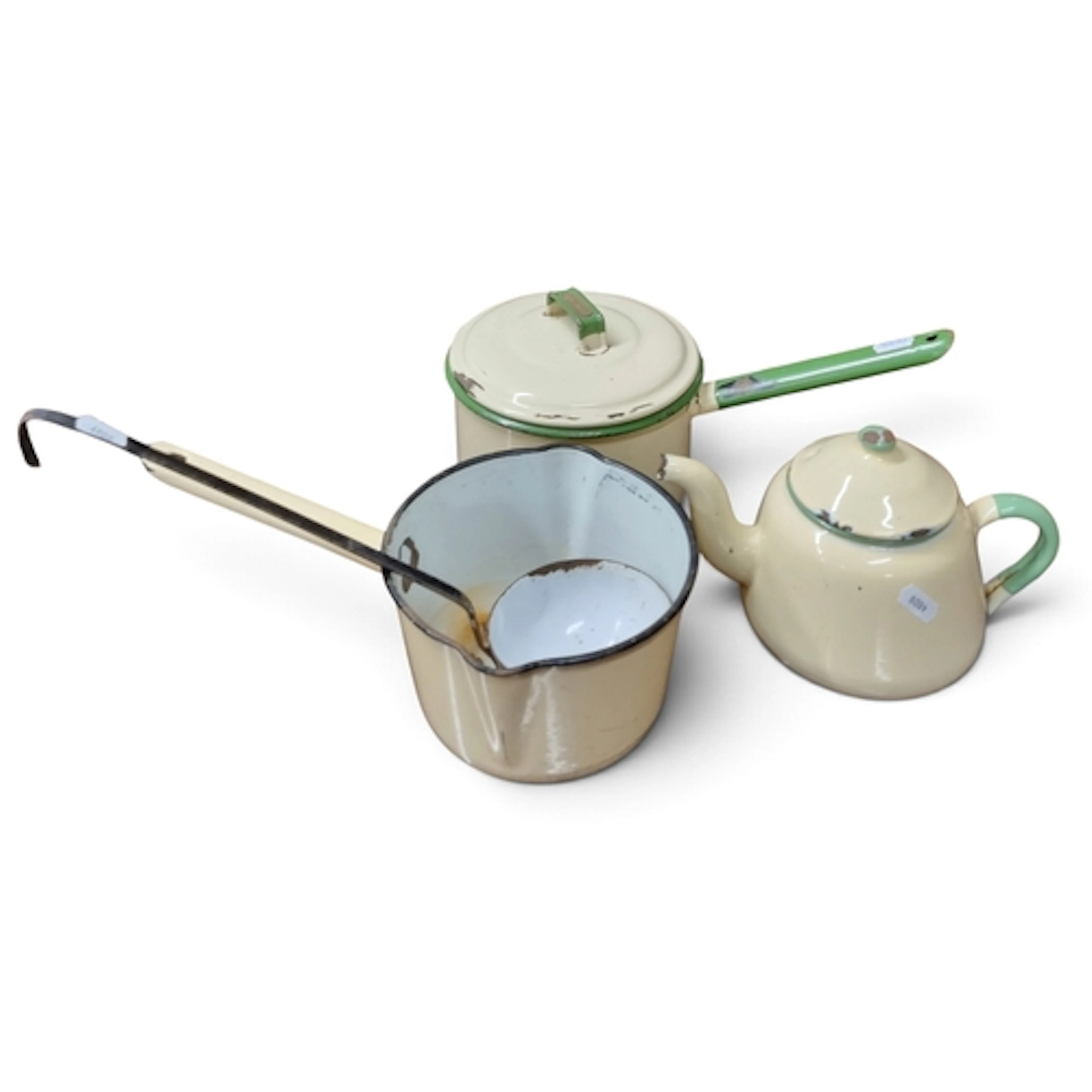 Four pieces of Vintage Enamel Kitchenalia to include a Judge...