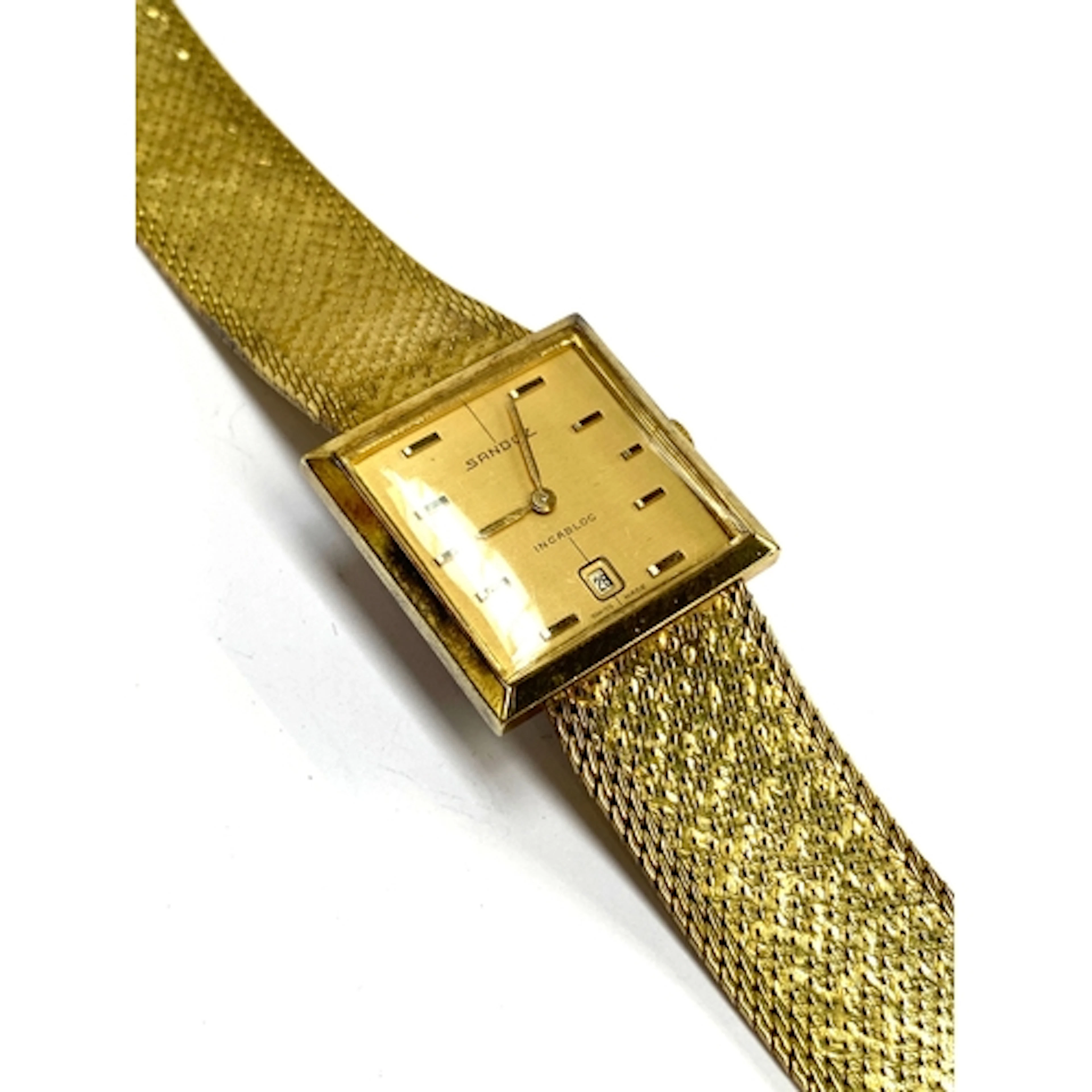 A Sandoz Incabloc gold plated gents wrist watch, the dial 26...