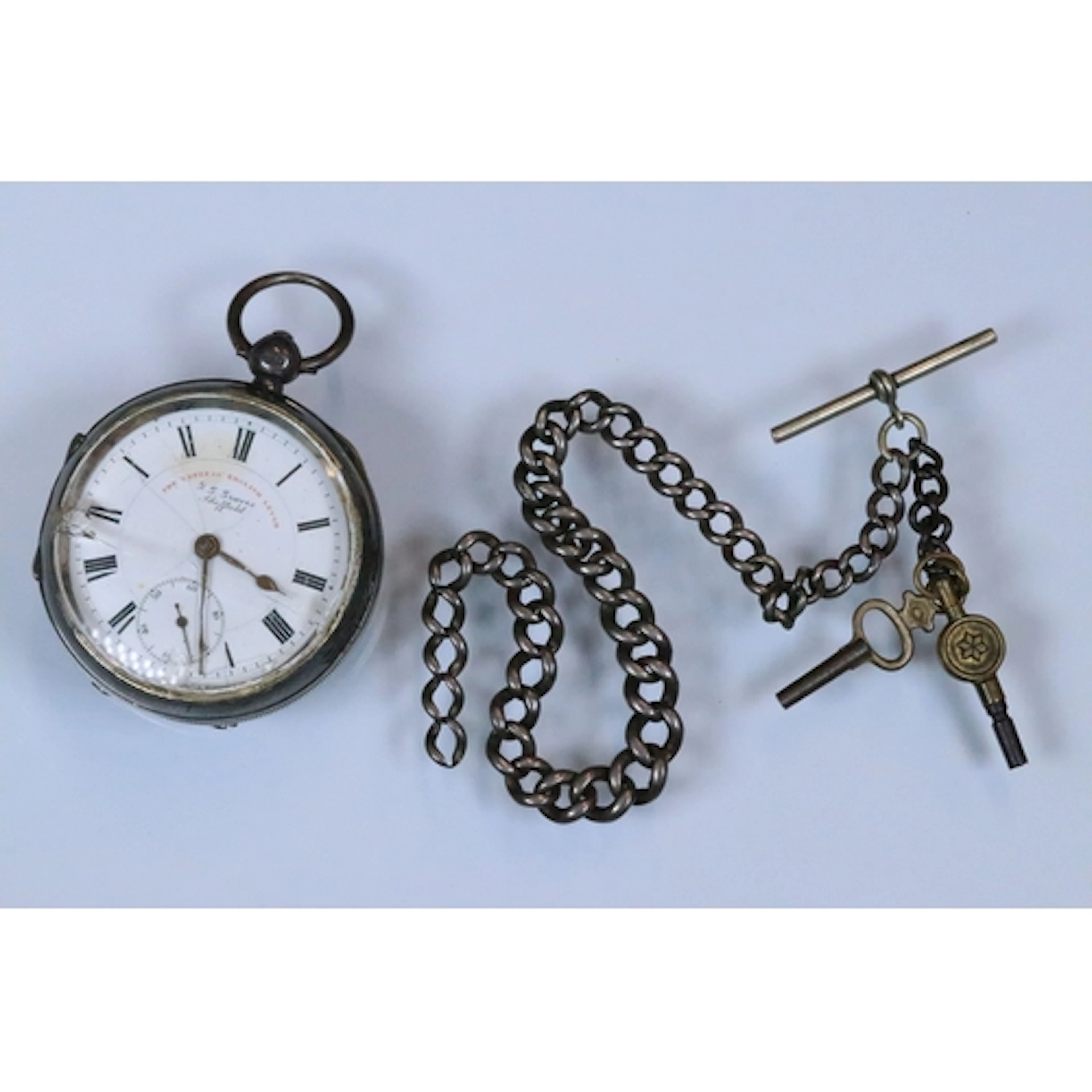 Silver open face pocket watch having a white enamelled dial ...
