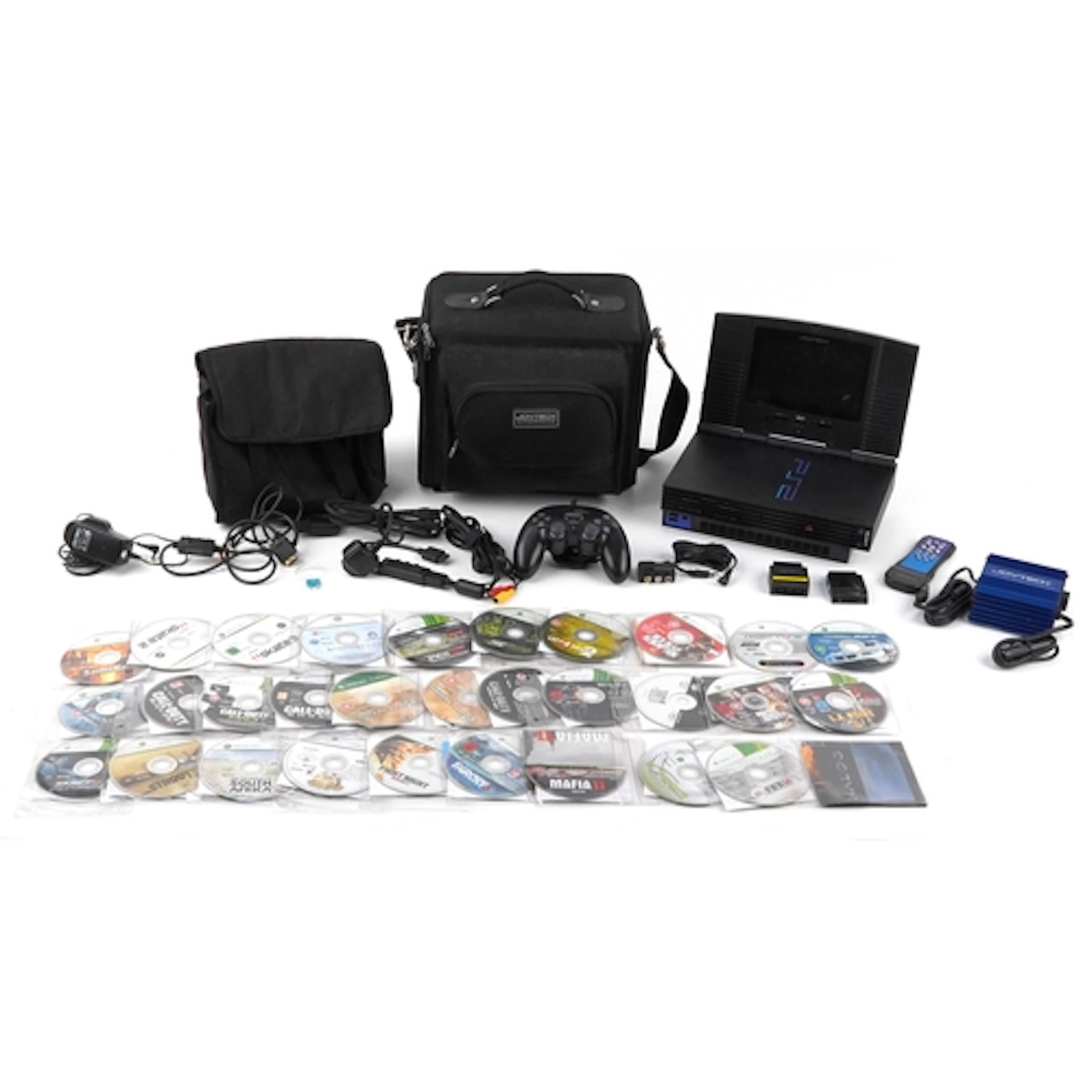 Sony PlayStation 2 games console with Joytech 7 inch TFT LCD...