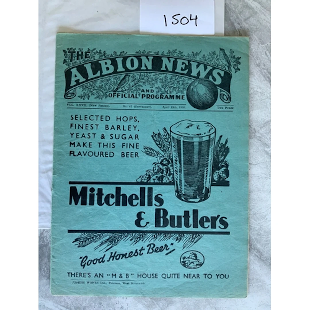 1935 - 1936 West Brom v Arsenal Football Programme: Division...