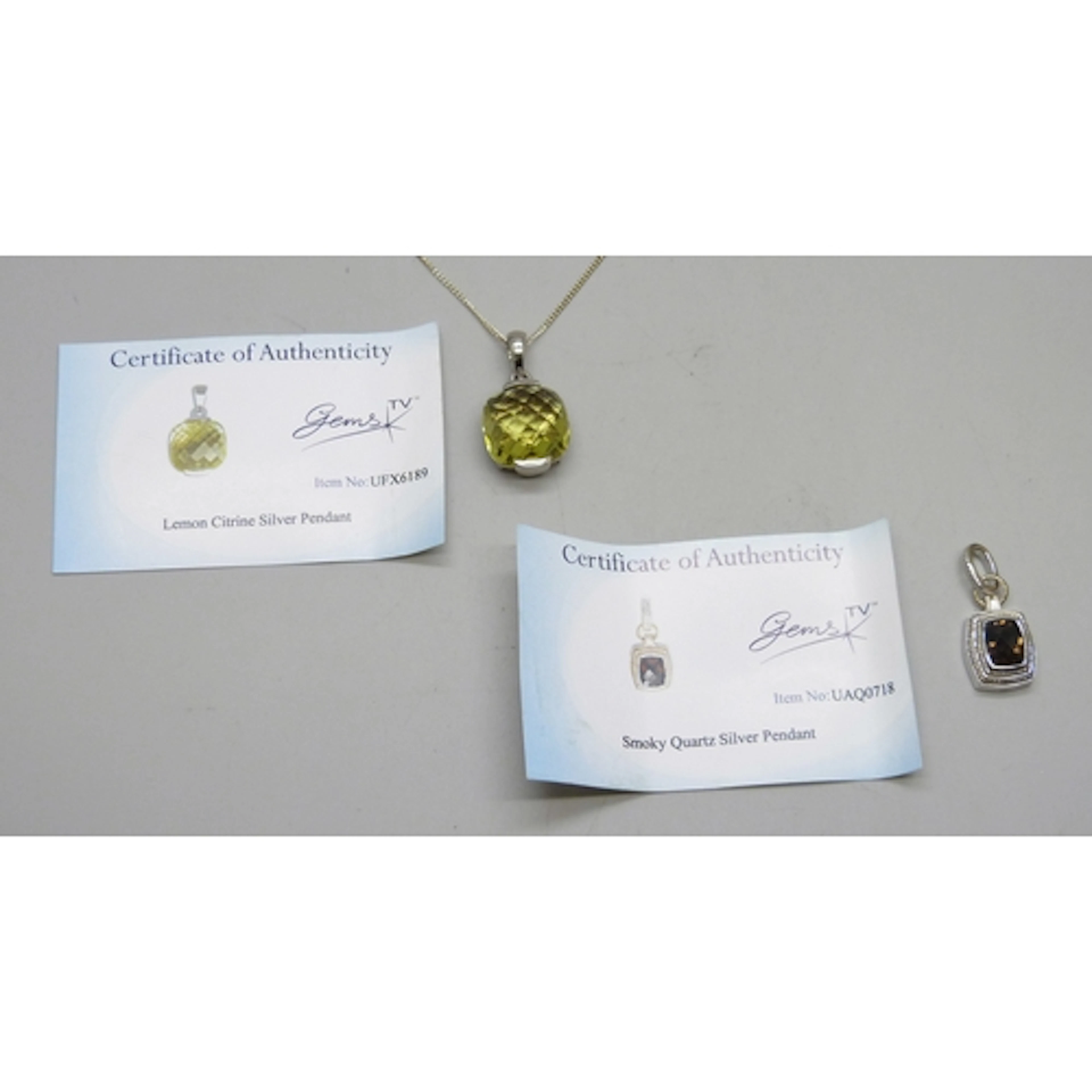 Two Gems TV silver pendants including a lemon citrine exampl...