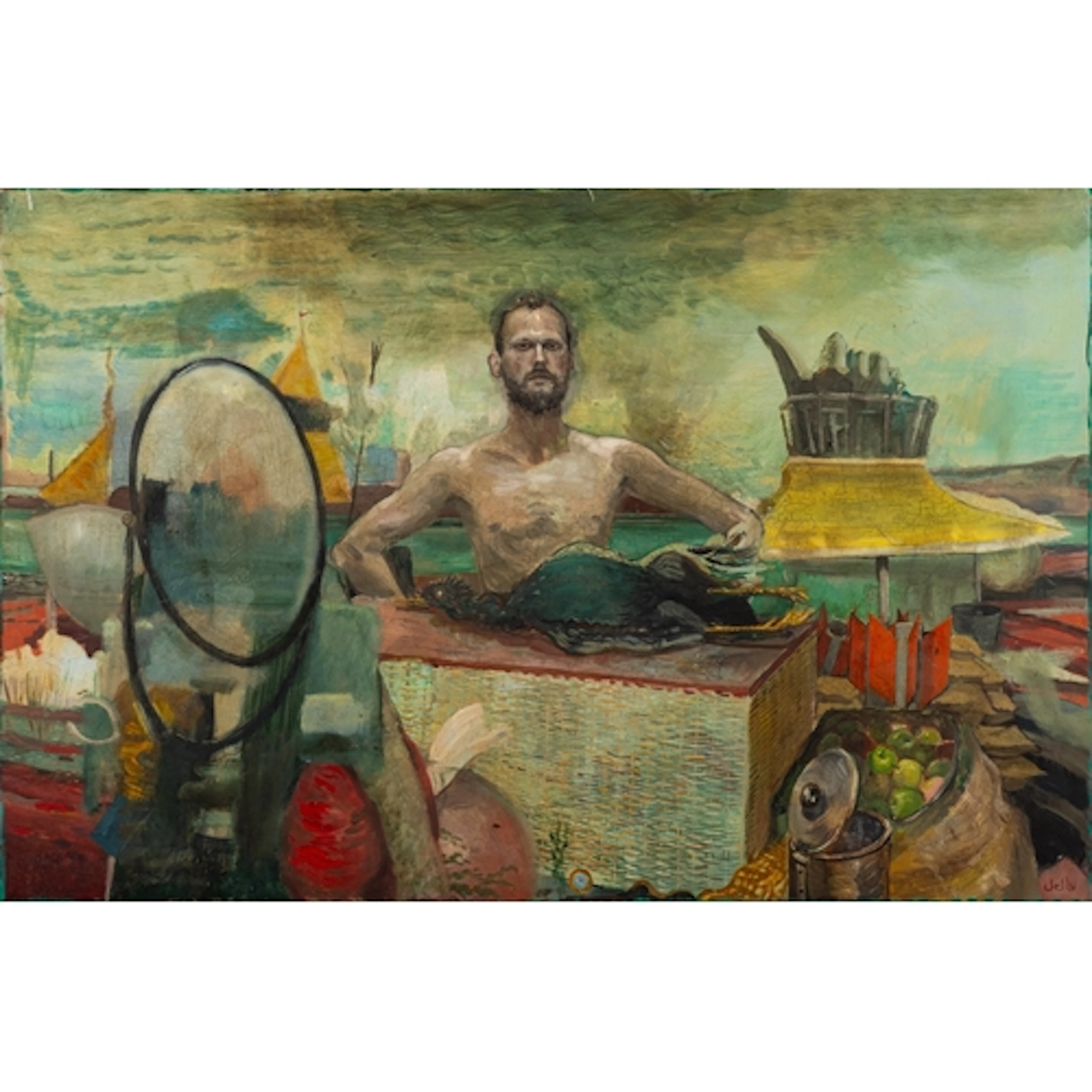 Jelly (20th Century British school) - Figure in a surreal, ...