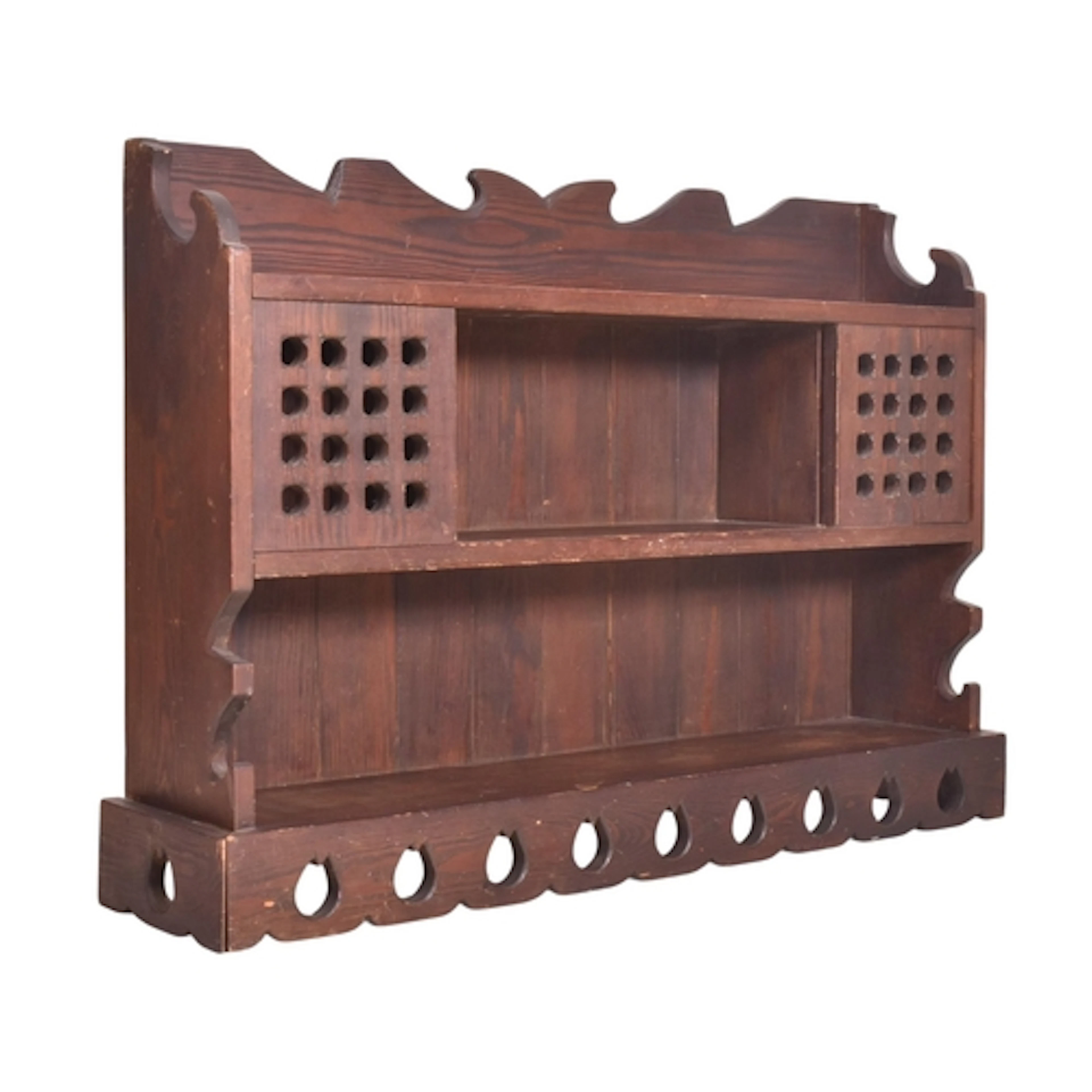 A 20th century Dutch 1950s wall hanging shelf bookcase. The ...