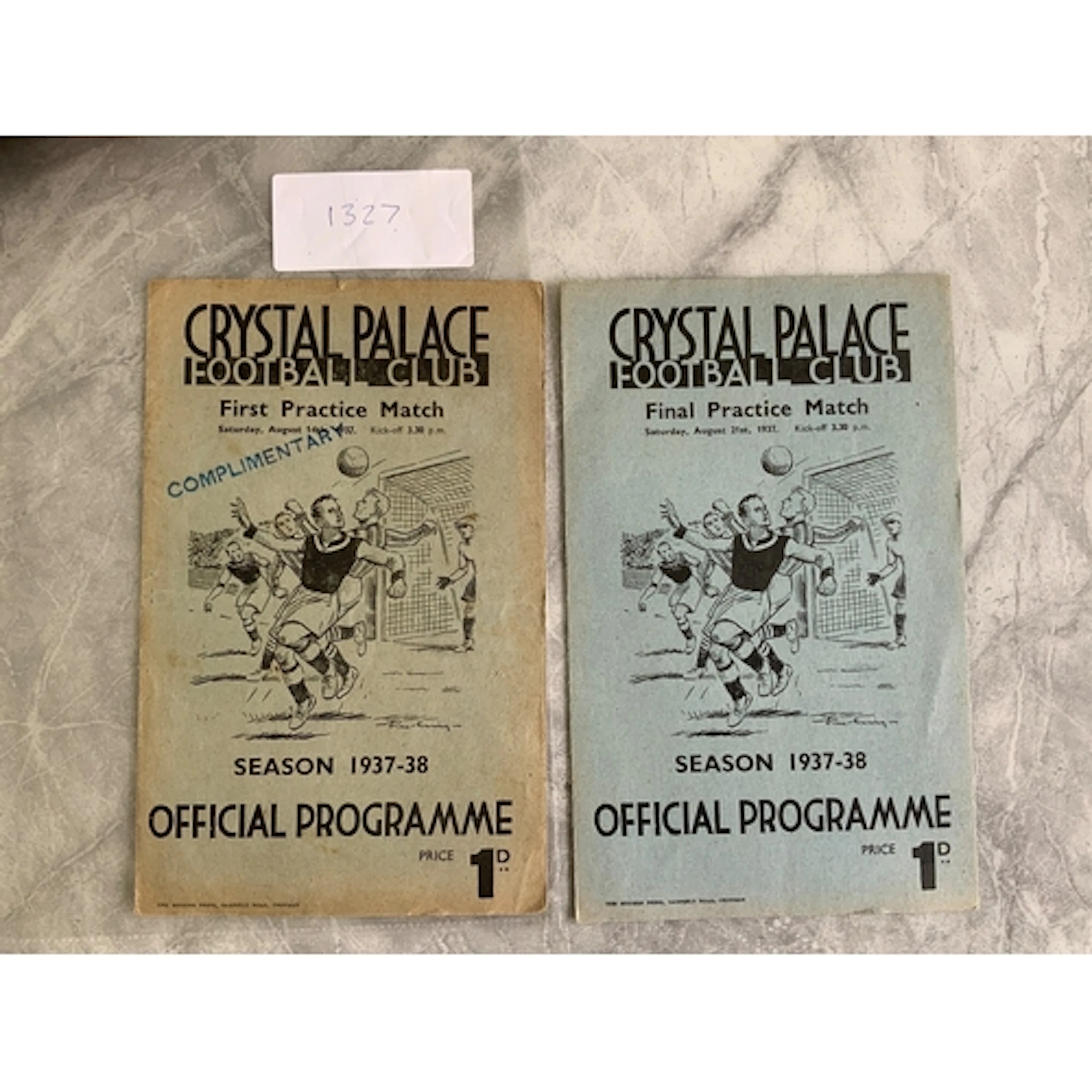 37/38 Crystal Palace Practice Match Football Programmes: Bot...