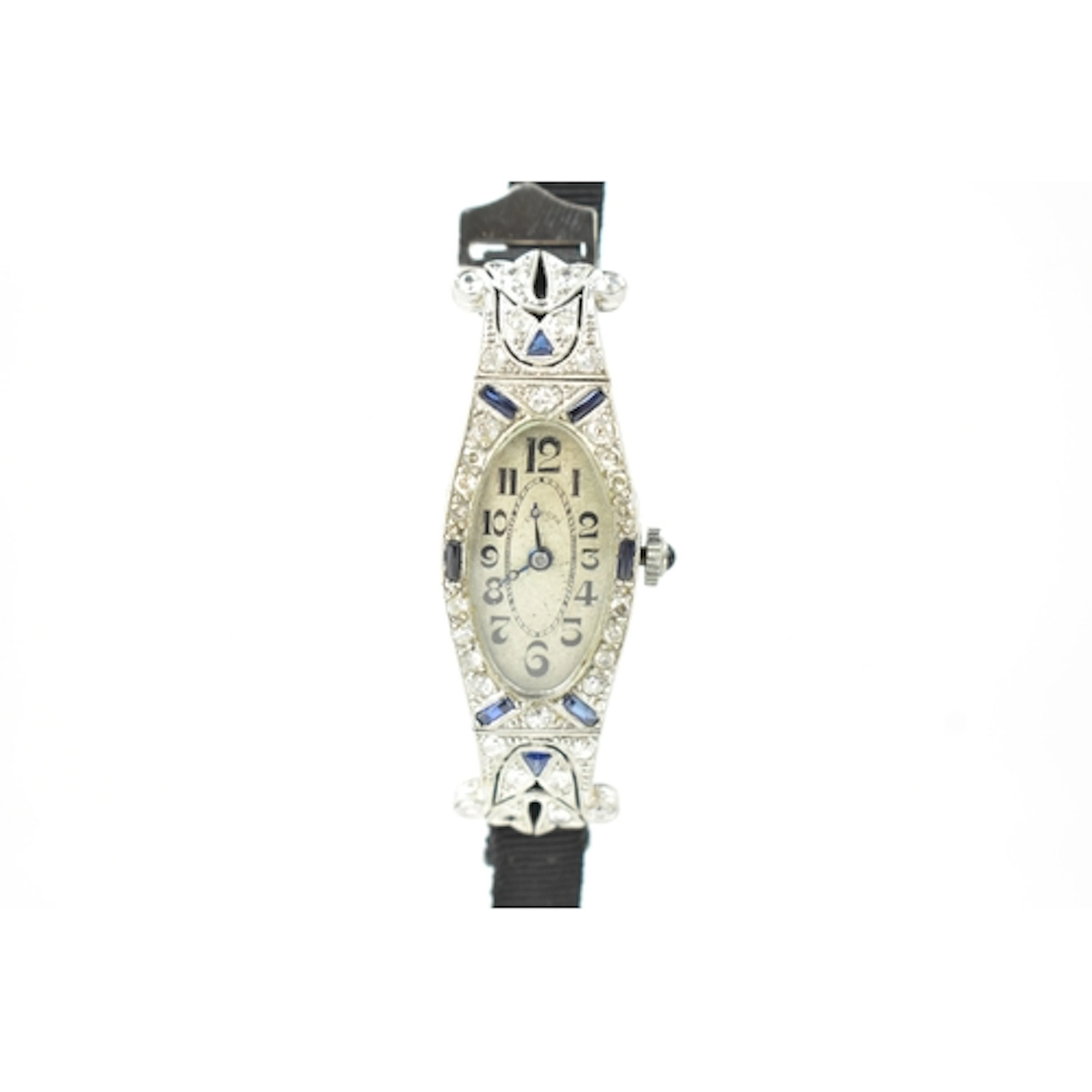 An Art Deco Invacta ladies, platinum, sapphire and diamond s...