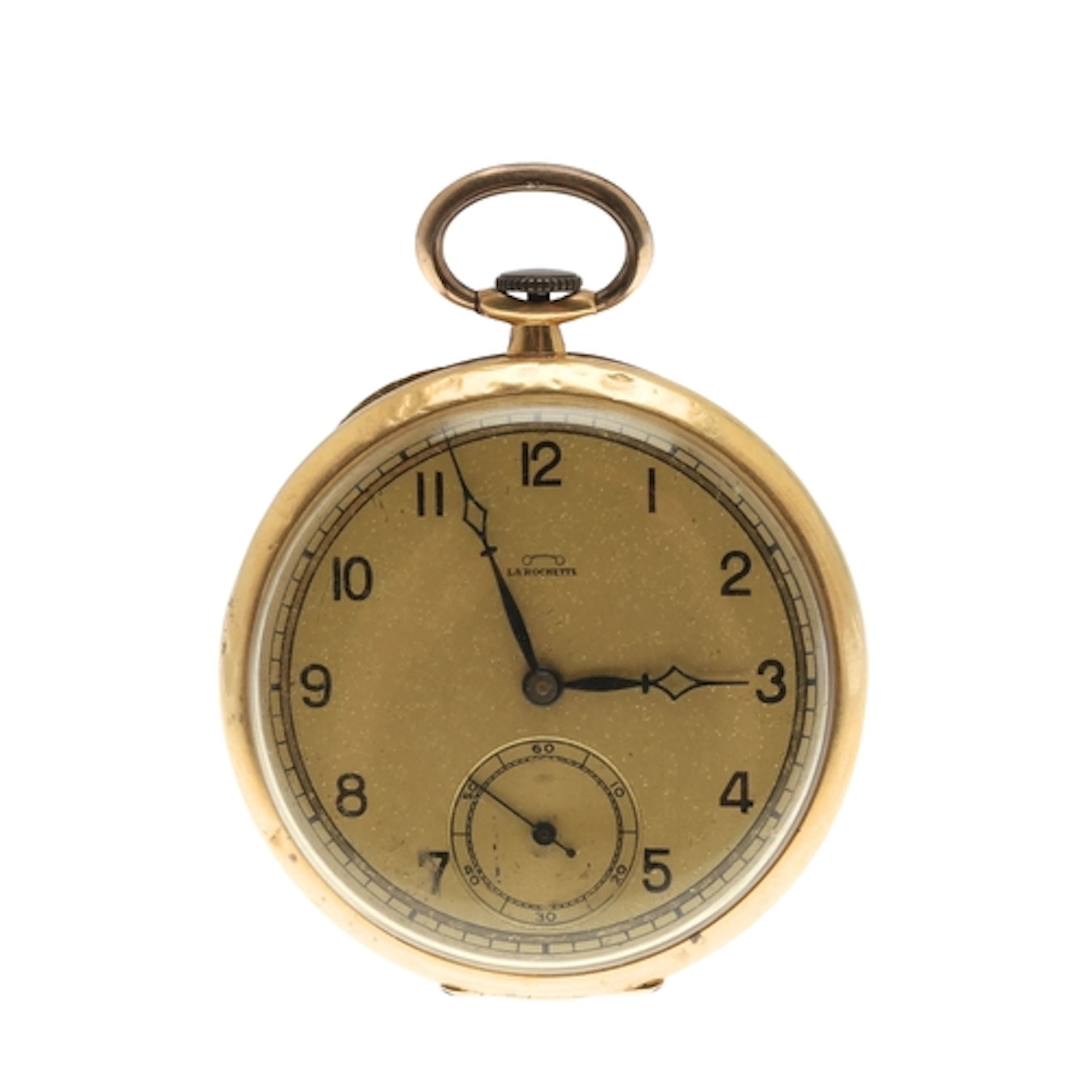 AN 18CT GOLD OPEN FACED POCKET WATCH BY LA ROCHETTE. the sig...