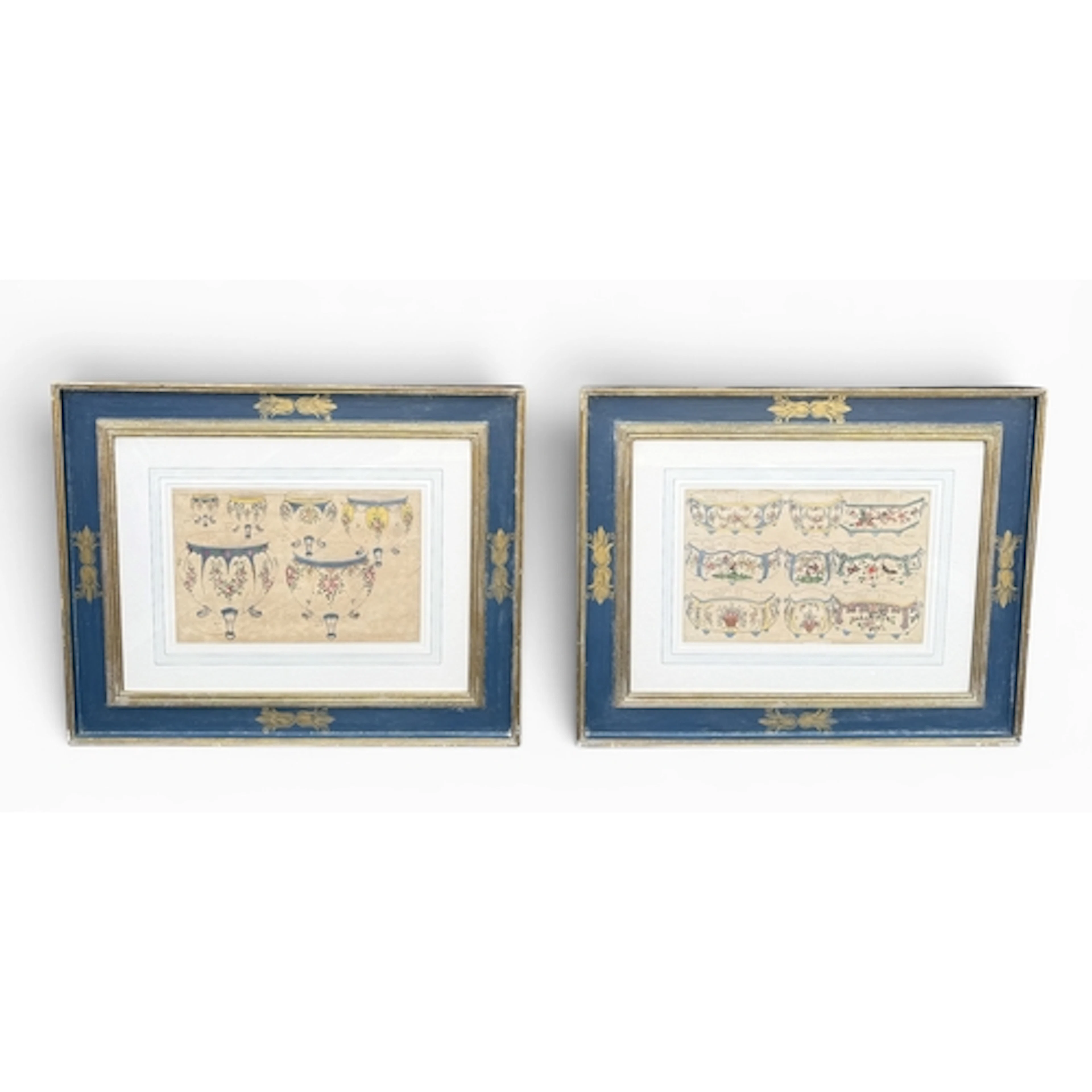 19TH CENTURY FRENCH SCHOOL: A PAIR OF PAINTED DESIGNS FOR PO...