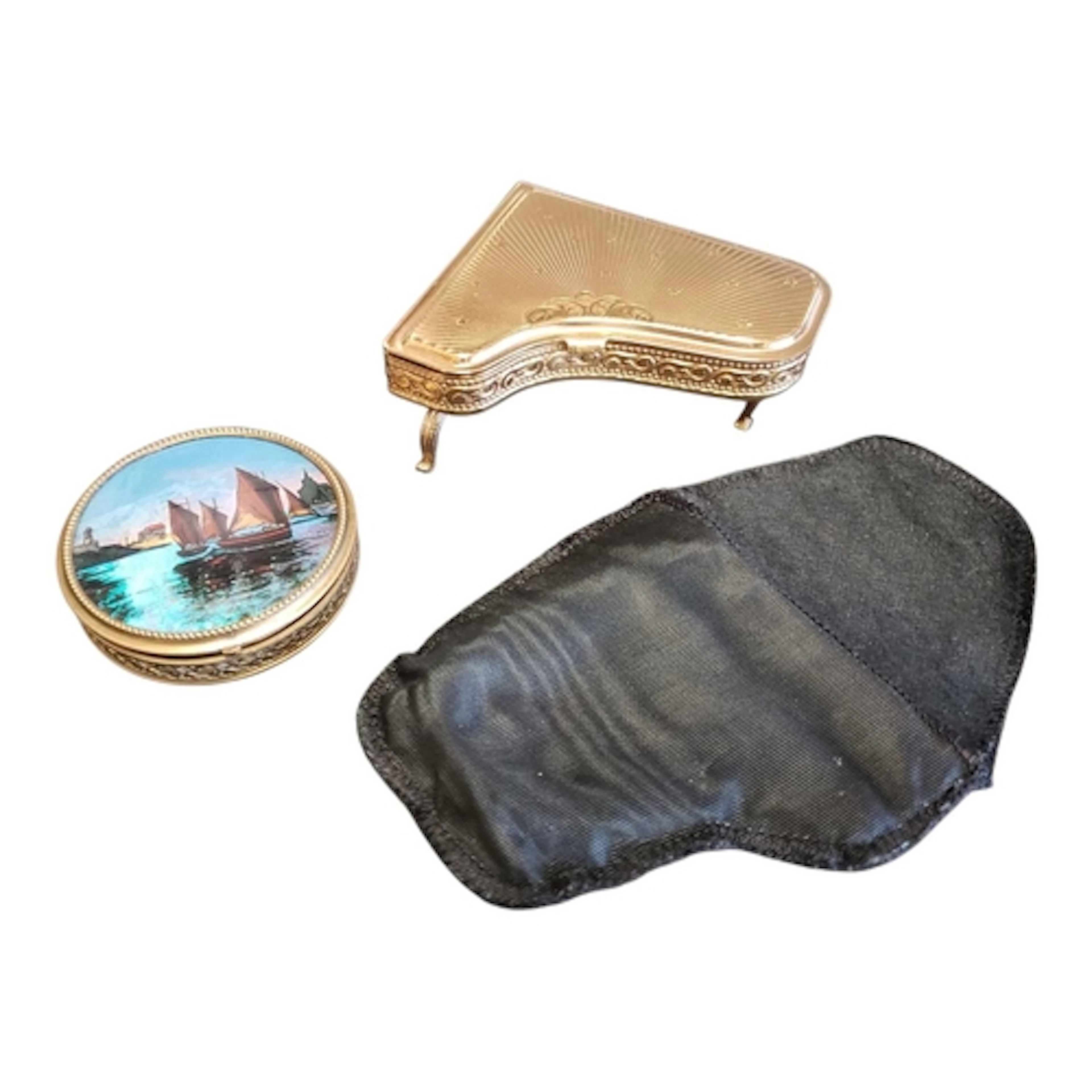 Two mid century vanity beauty compact cases. To include a Py...