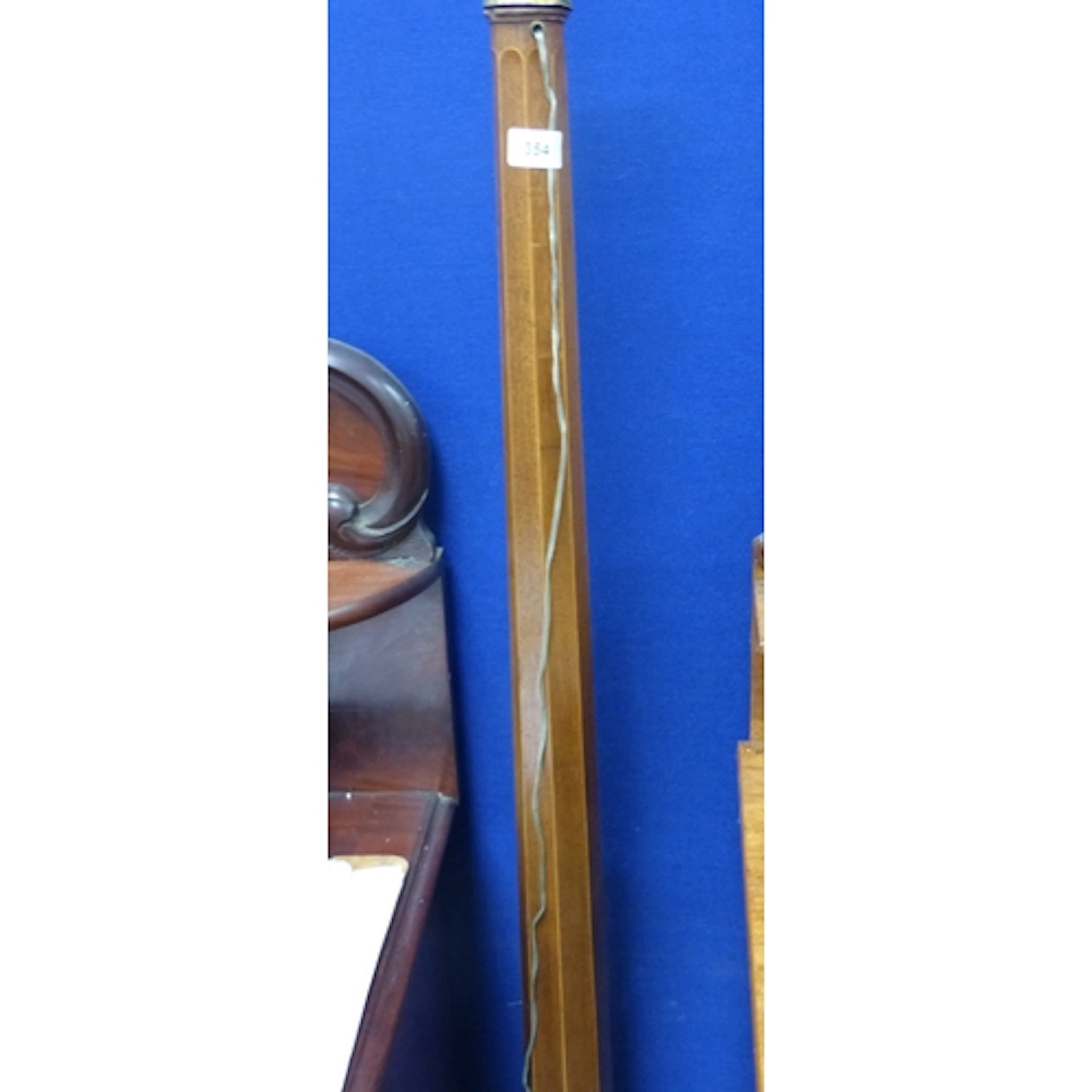 Regency style oak standard lamp, inlaid stringing.