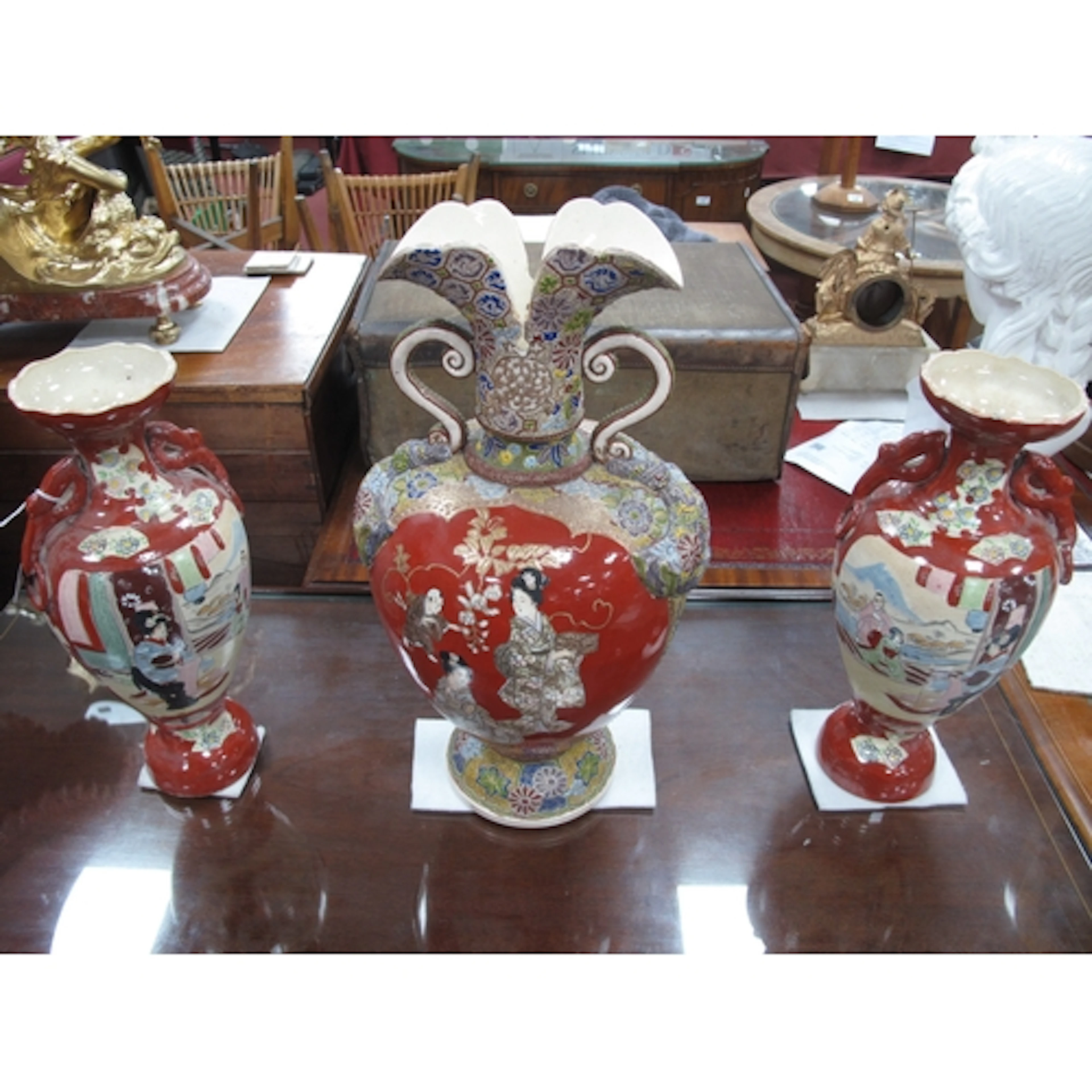 Oriental - A Pair of Kutani Vases, Meiji Period, 37cm tall, ...