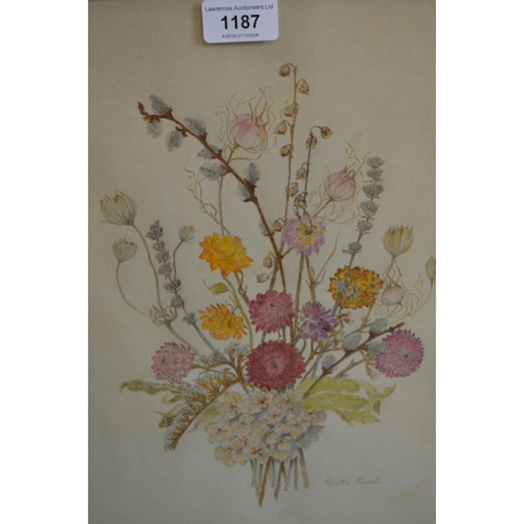 Beattie Brooks, pencil and watercolour, still life, study of...