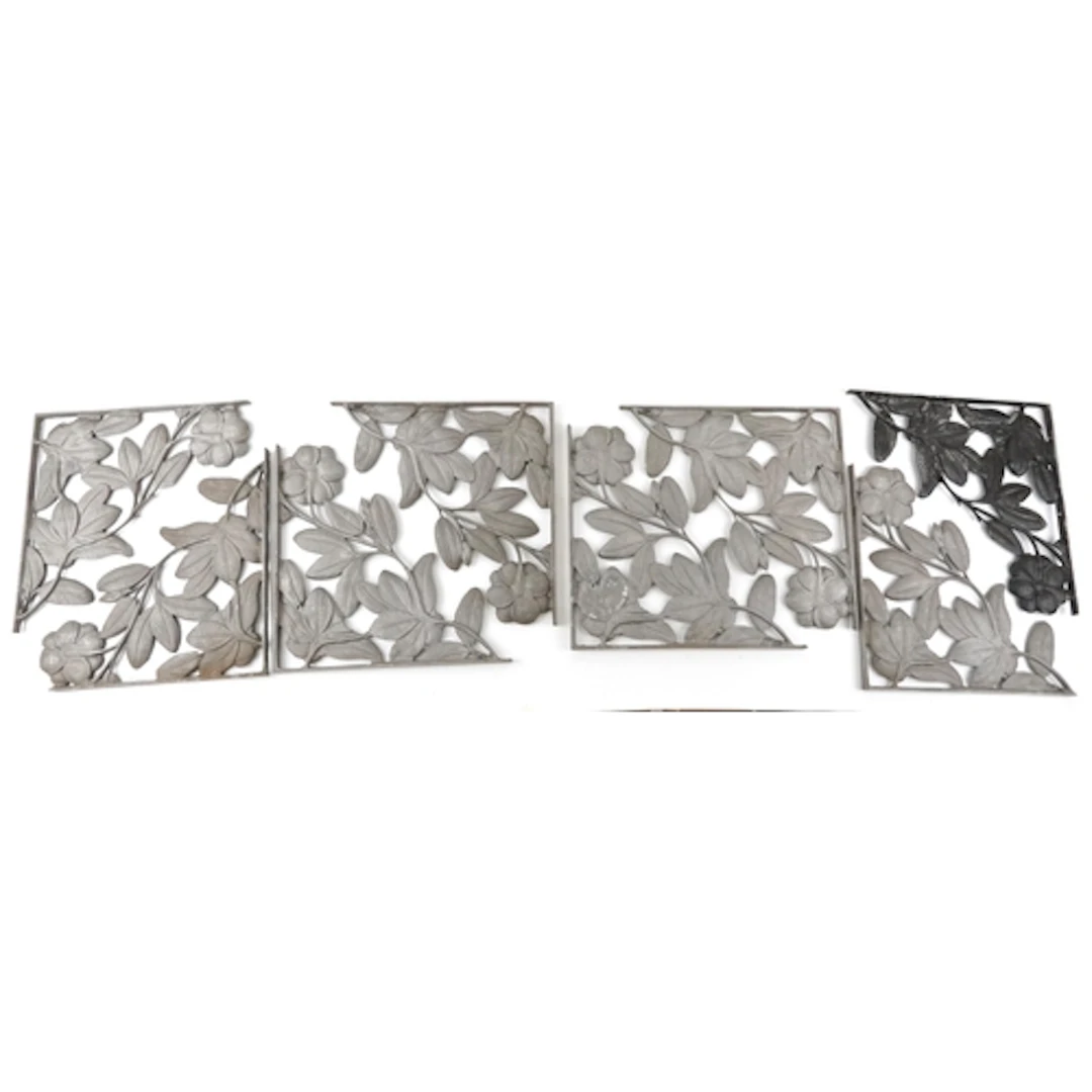 Set of eight large aluminium naturalistic and flower design ...