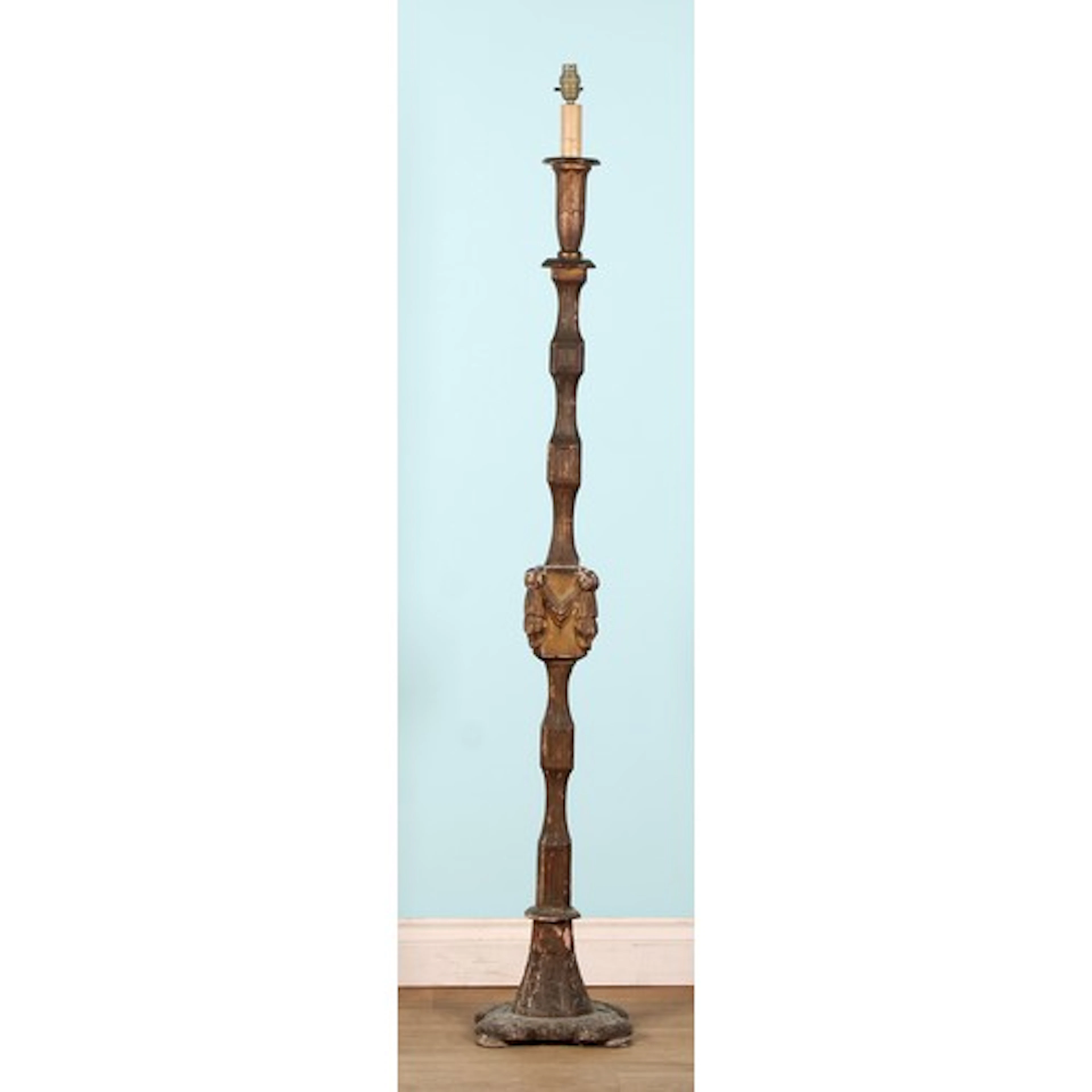 A Baroque Revival softwood and gesso floor lamp, 154cm high ...