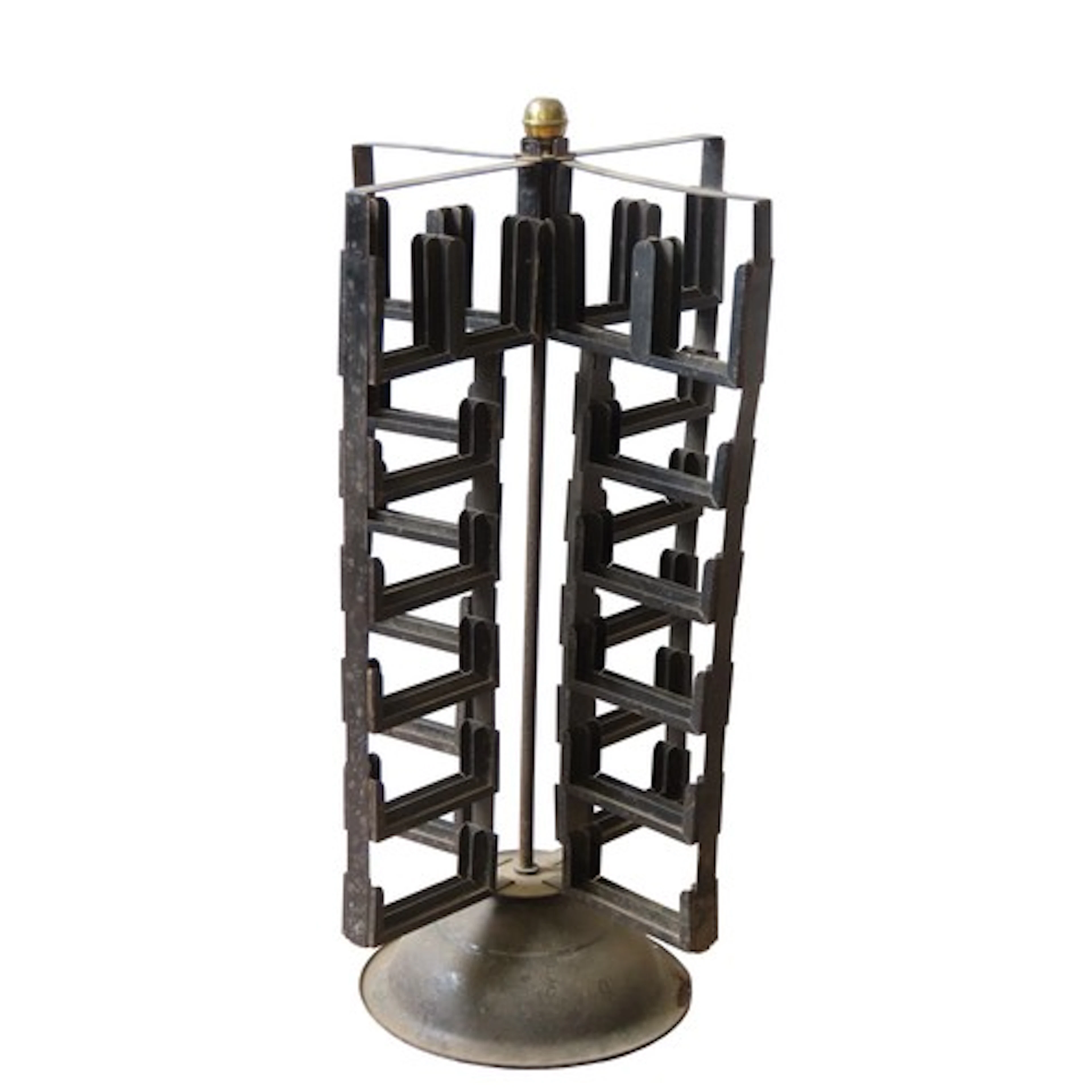 A VINTAGE COUNTER TOP IRON POSTCARD STAND CIRCA 1920 the rev...