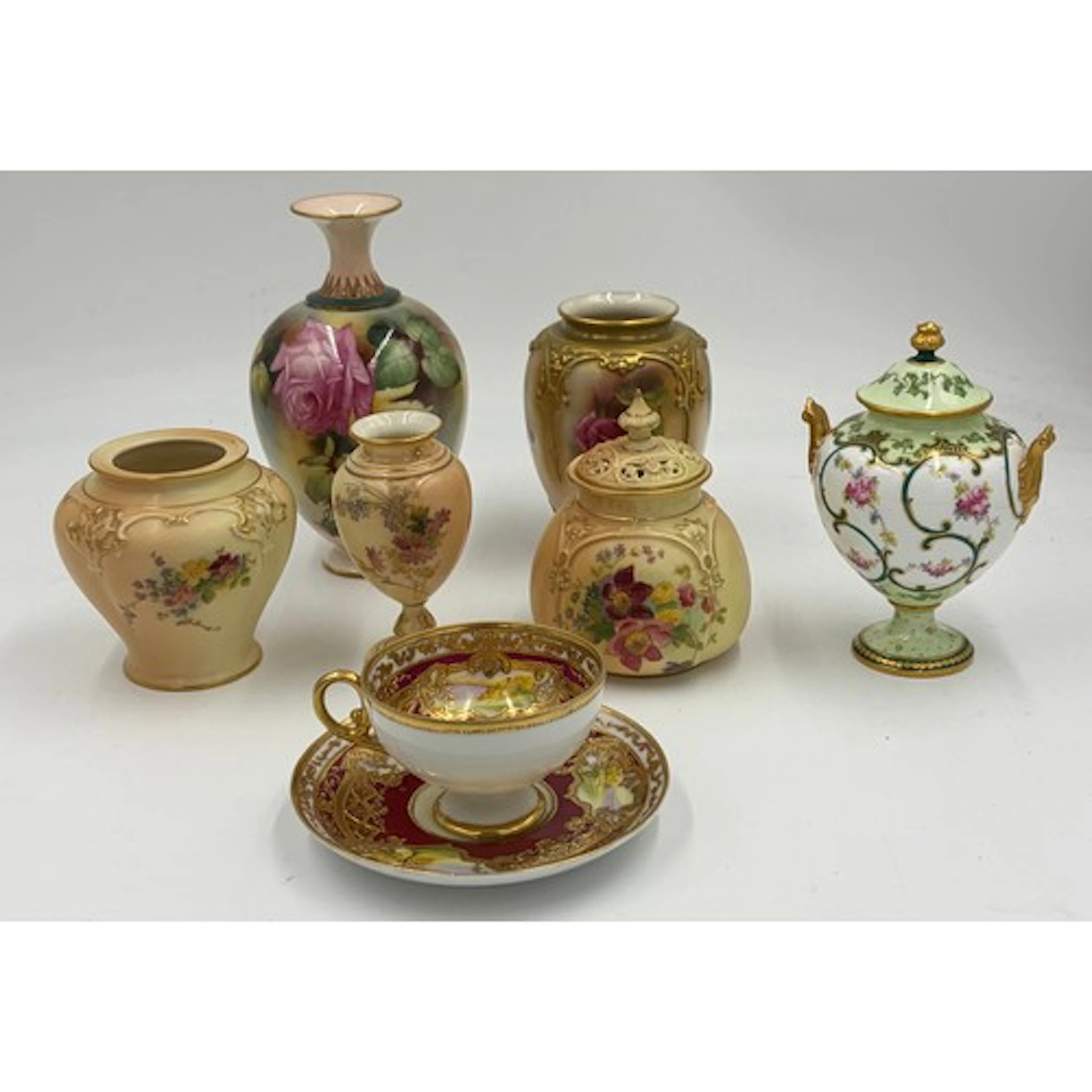 Royal Worcester comprising: three pieces of blush ivory- a l...