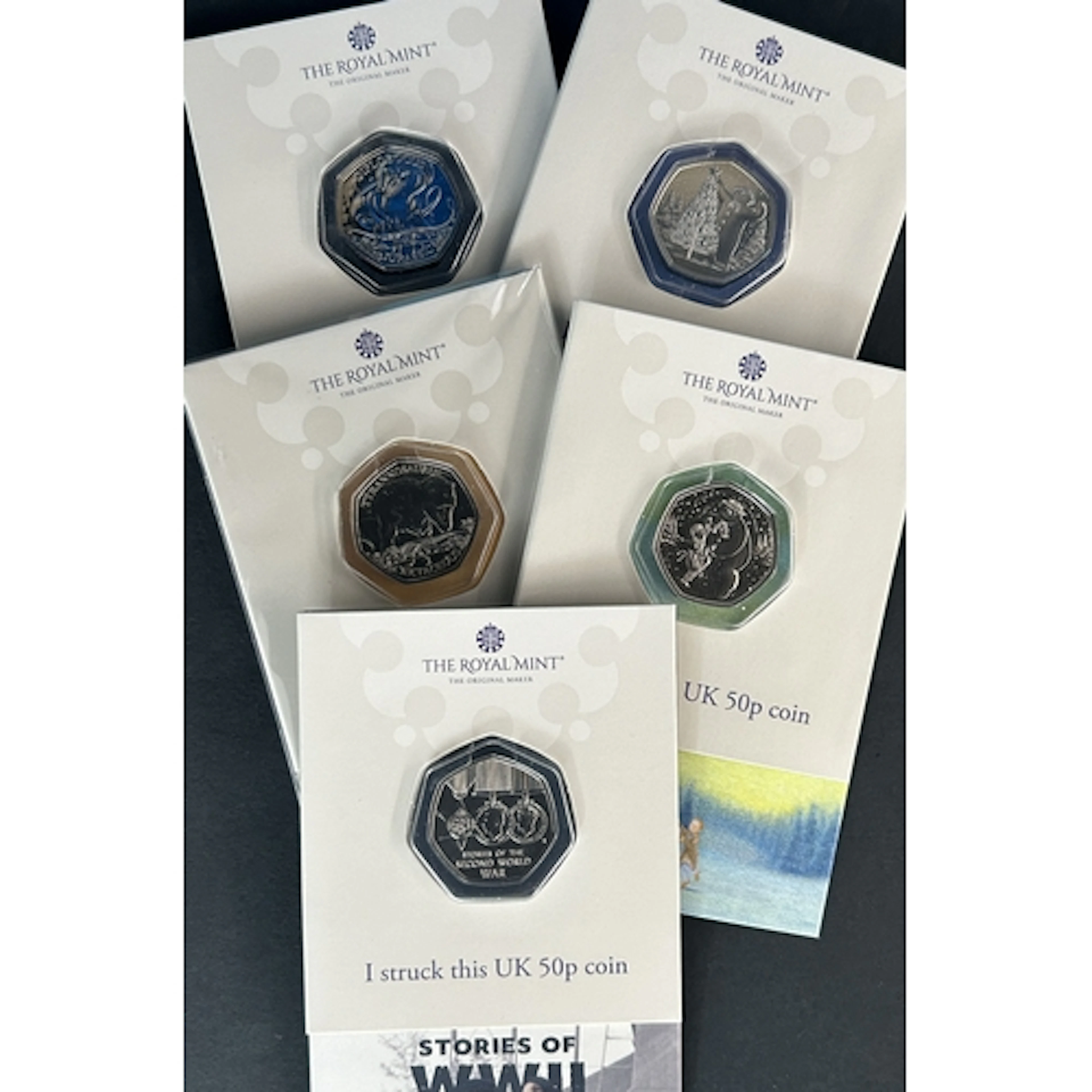 A group of five Great Britain Royal Mint Strike Your Own coi...