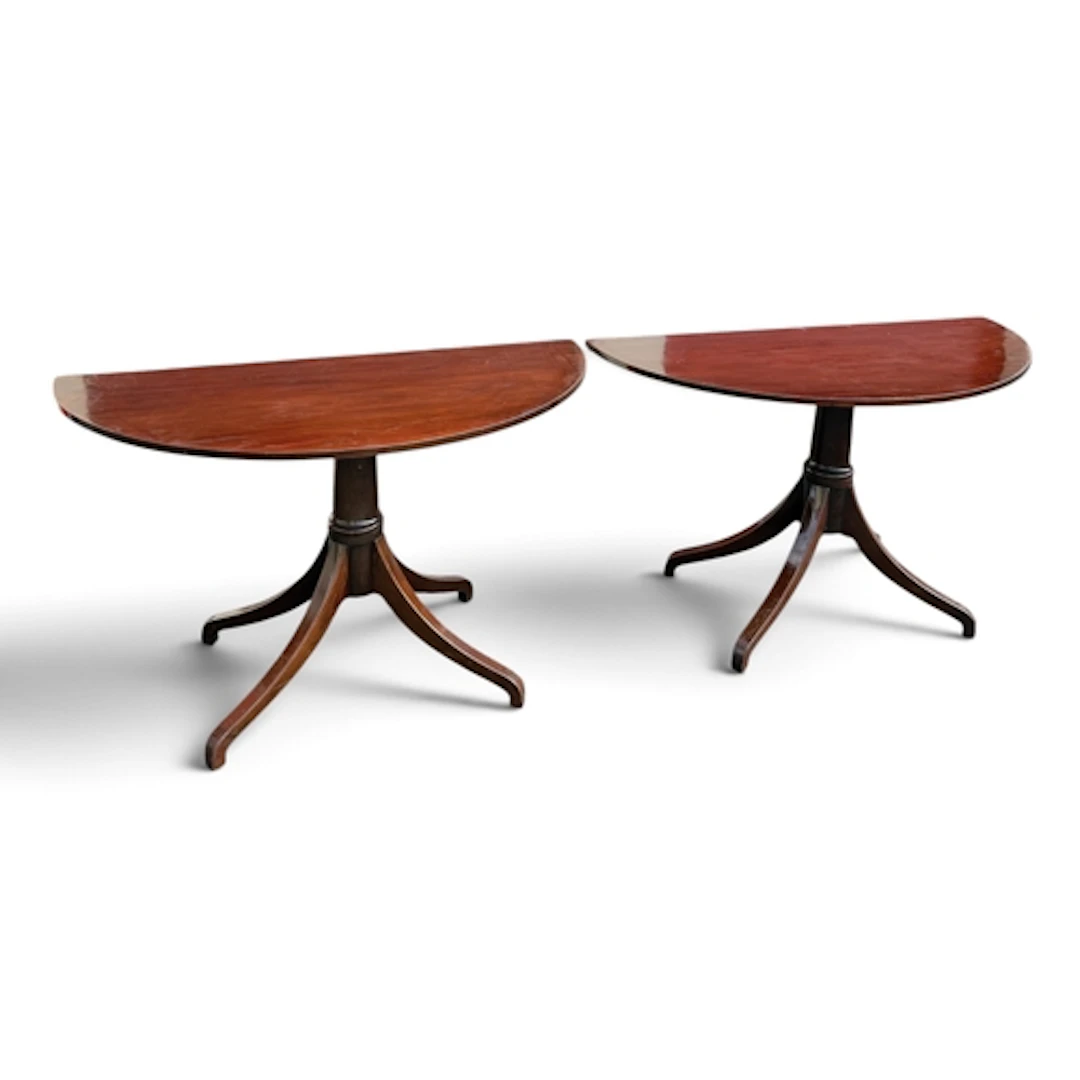 A PAIR OF D END CONSOLE TABLES 126cm x 57cm x 73cm...