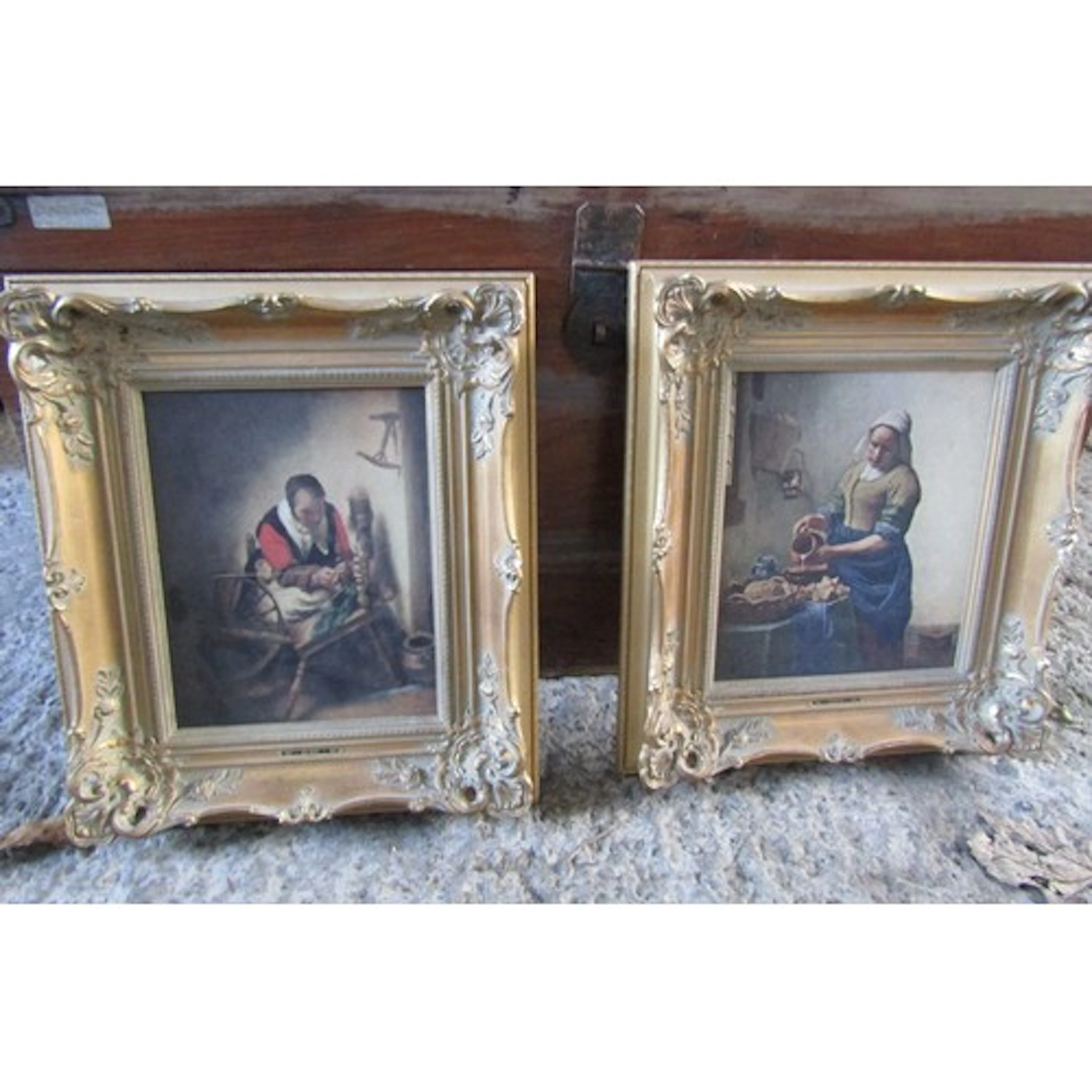 Pair of Gilt Framed Vermeer Oileographs on Canvas Each Appro...
