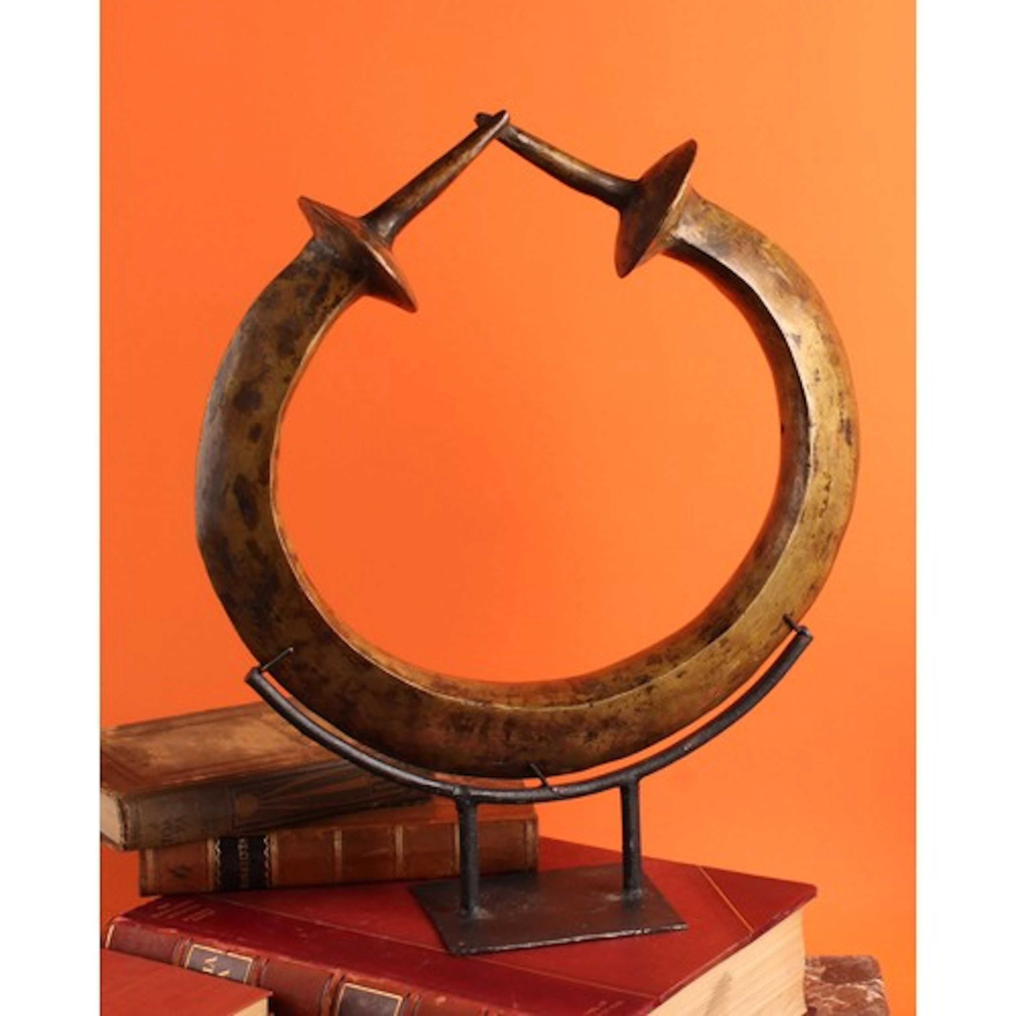 Tribal Art - a Yoruba bronzed metal torque or manilla, Niger...