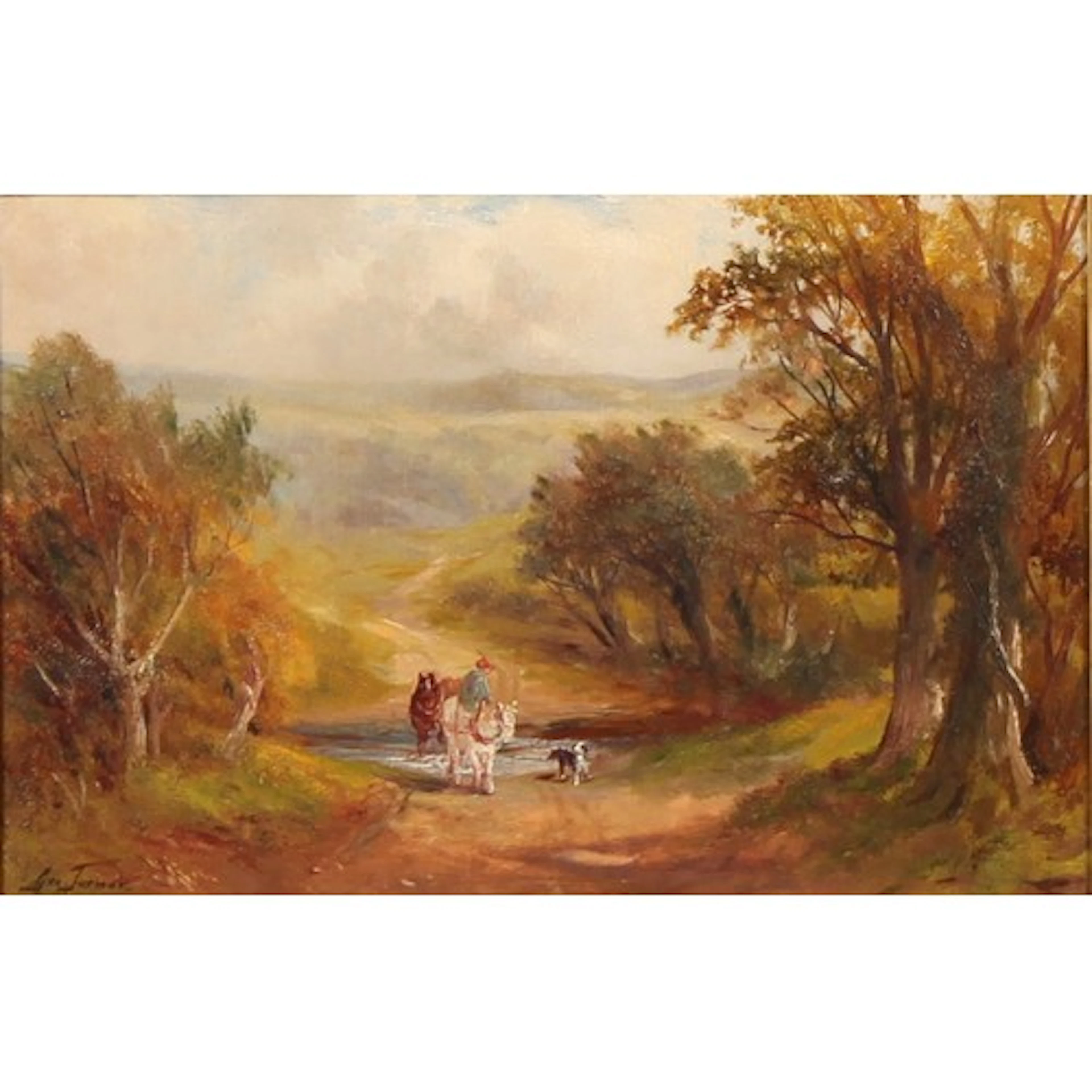 George Turner (1841-1910) Crossing The Ford signed, oil on c...